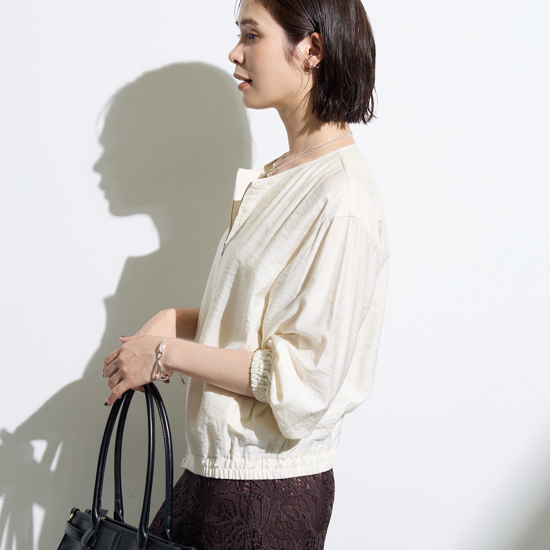 INDIVI「【キレイめ】シンプルノーカラーブルゾン」|ブルゾン・スタジャン|
