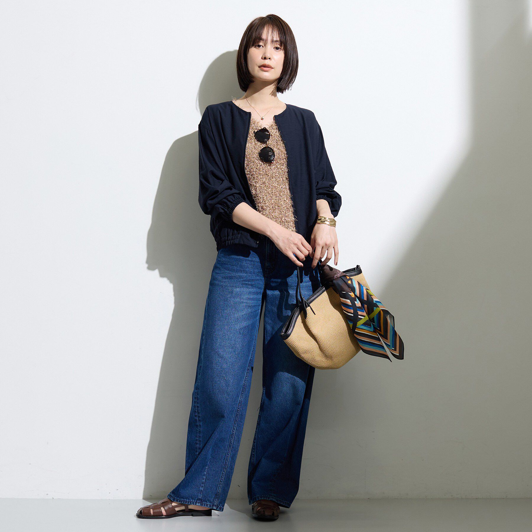 INDIVI「【キレイめ】シンプルノーカラーブルゾン」|ブルゾン・スタジャン|