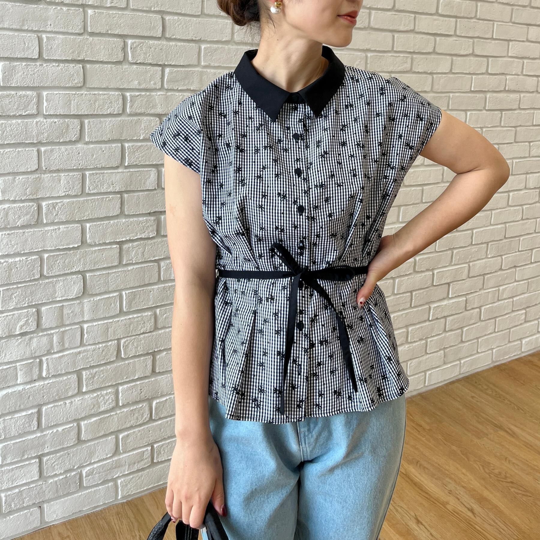 Couture broach「【洗える】フラワープリント チェックシャツ」|シャツ・ブラウス|
