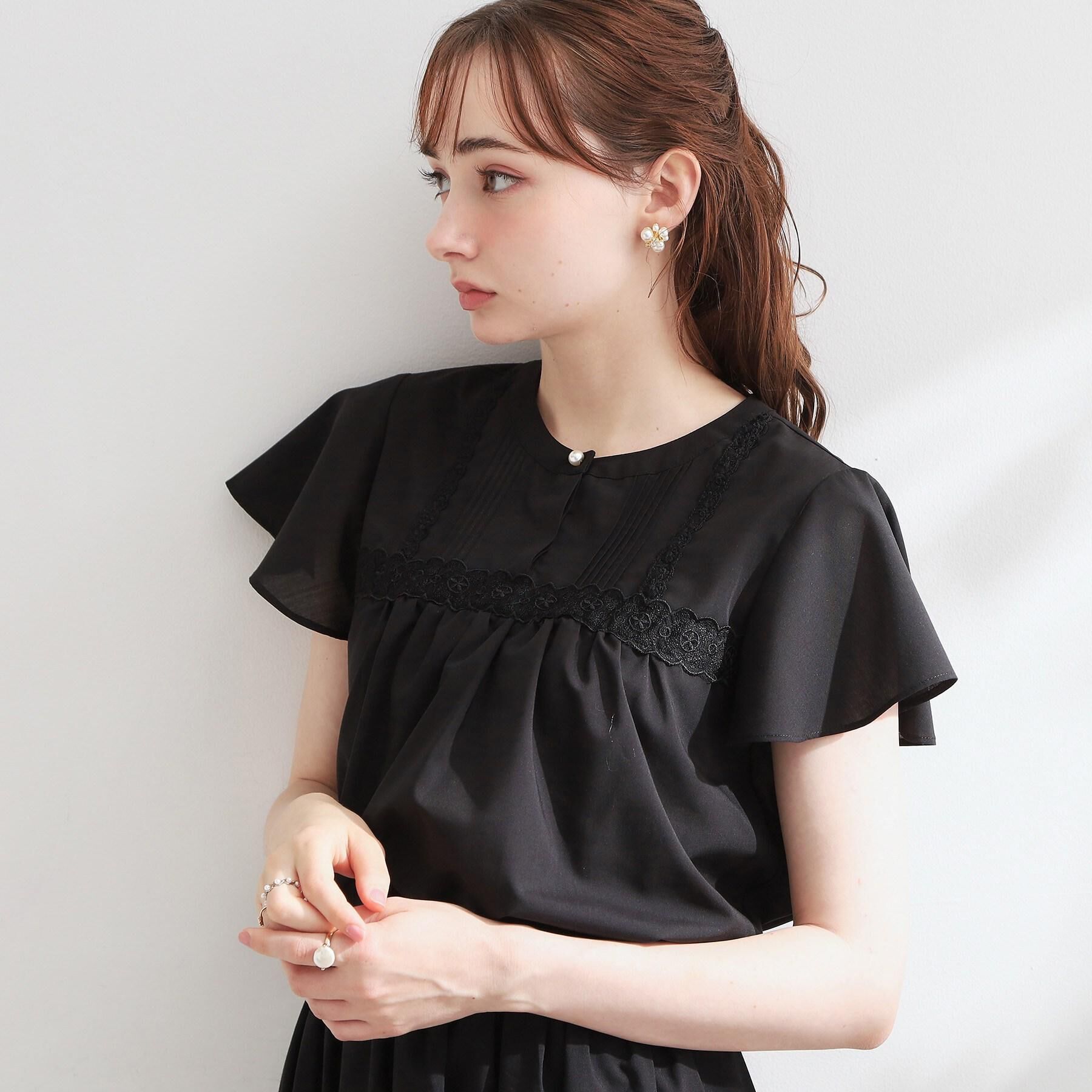 Couture broach「レースハギブラウス」|シャツ・ブラウス|ブラック(019)