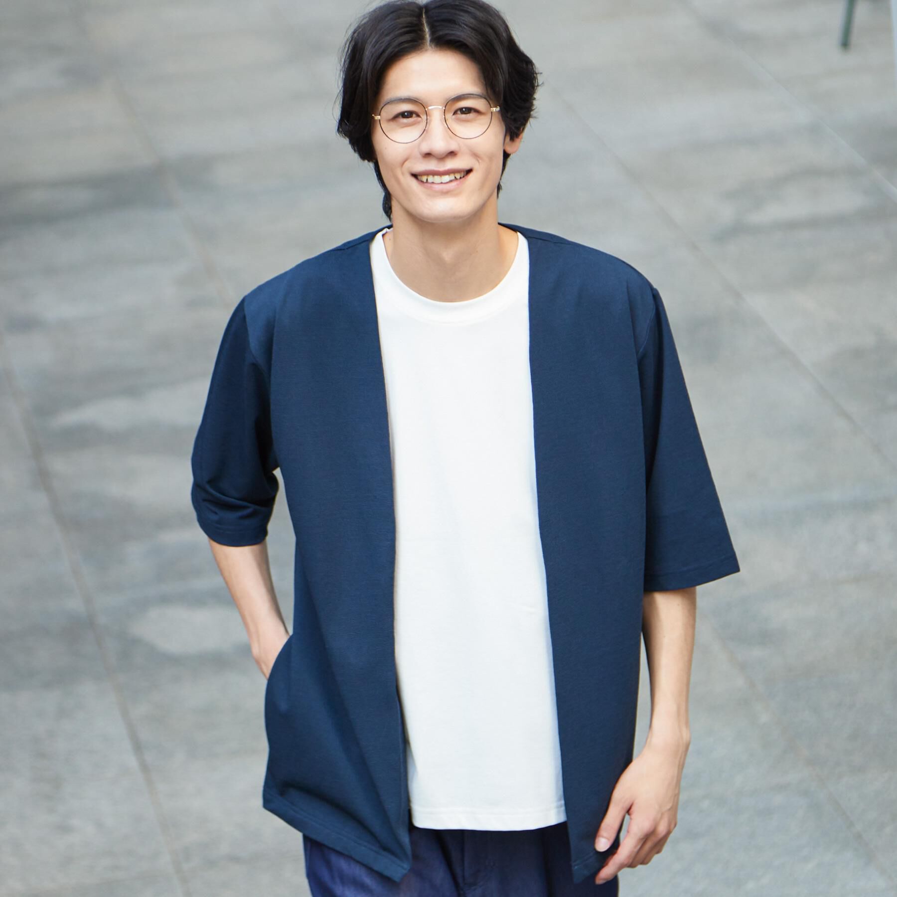 THE SHOP TK「メッシュ五分袖カーディガン＋半袖Tシャツ セットアイテム 洗濯機OK」|カーディガン|