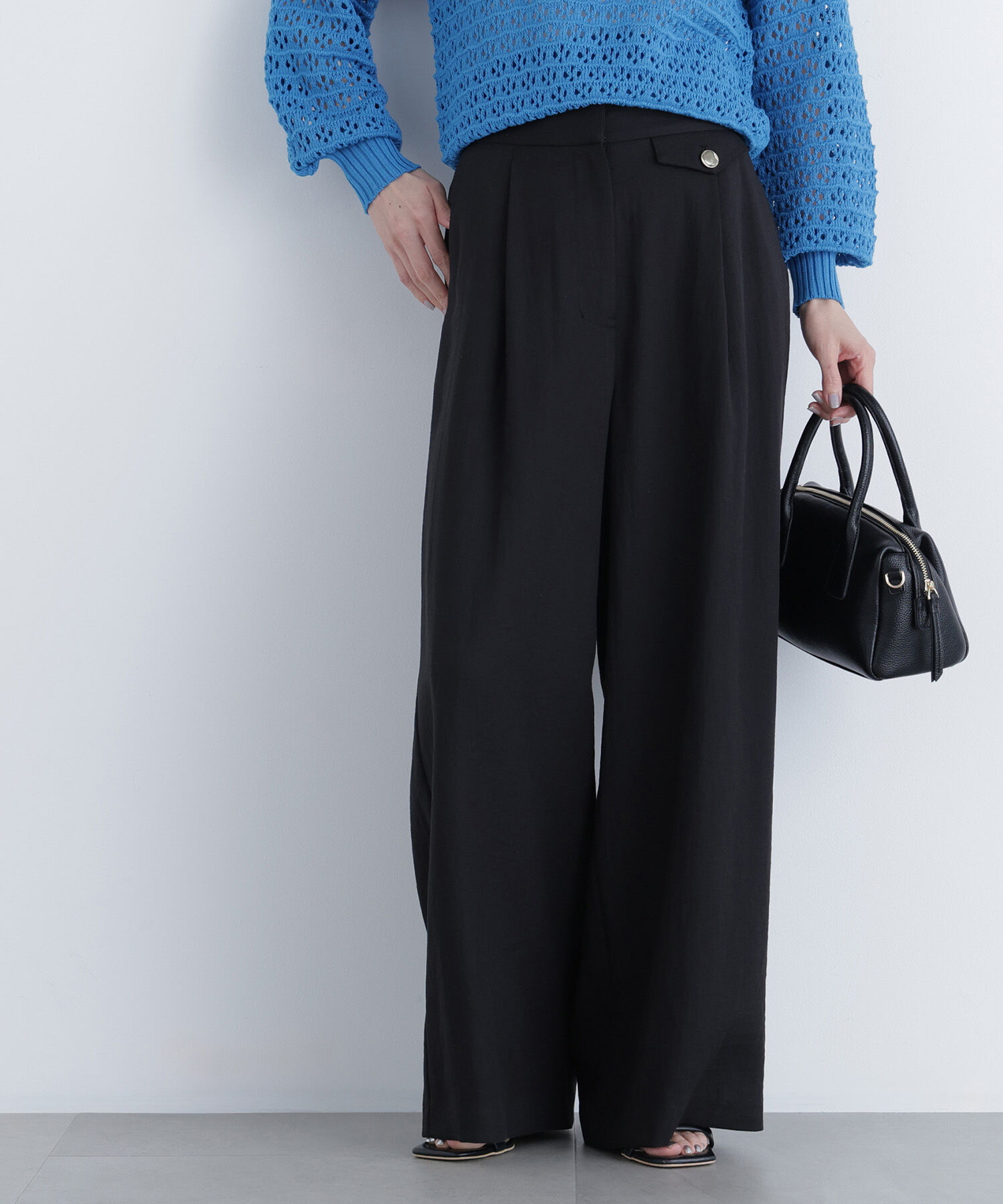  「〈N.〉シンチバックワイドパンツ」|その他|ブラック