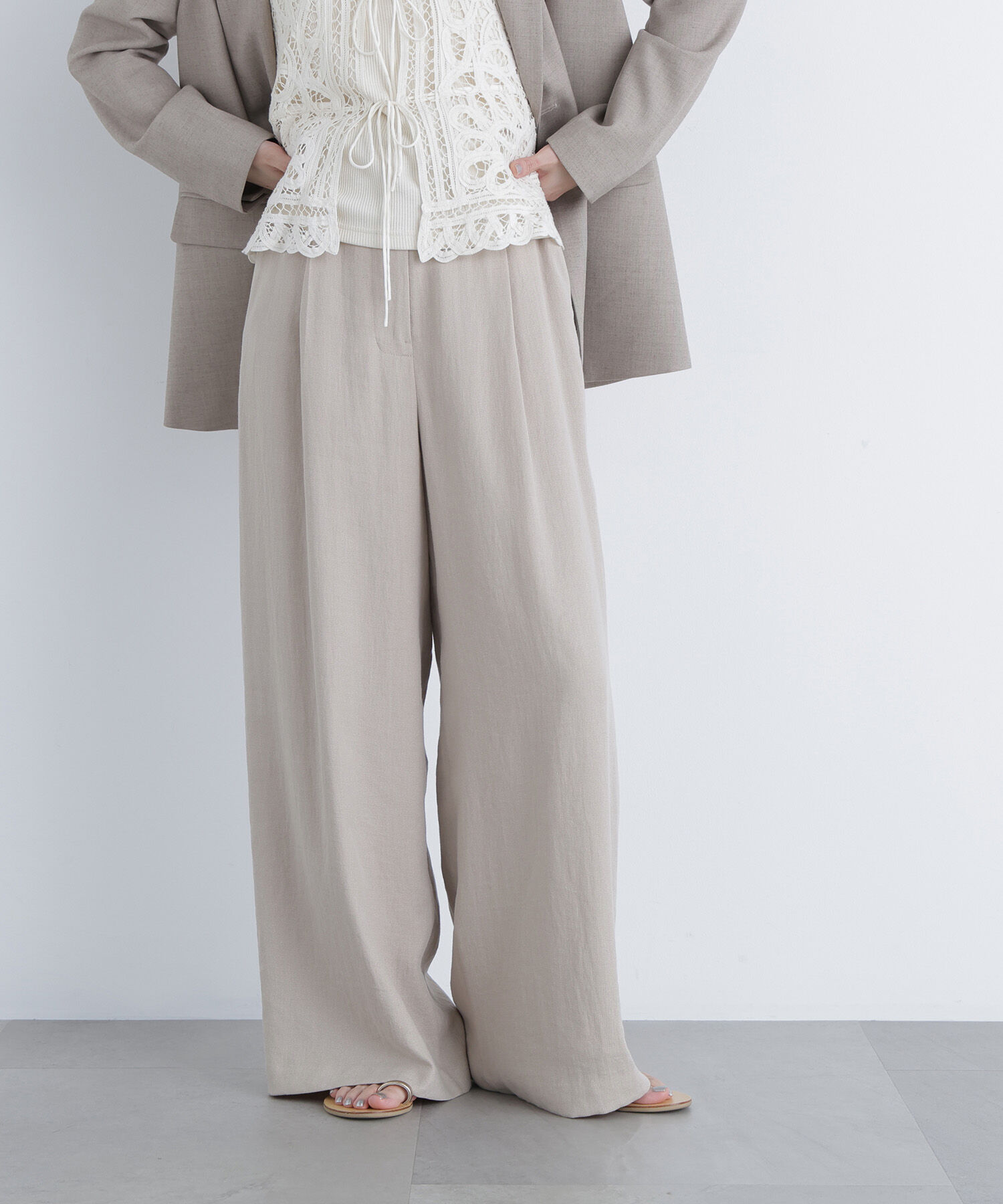  「〈N.〉シンチバックワイドパンツ」|その他|ベージュ