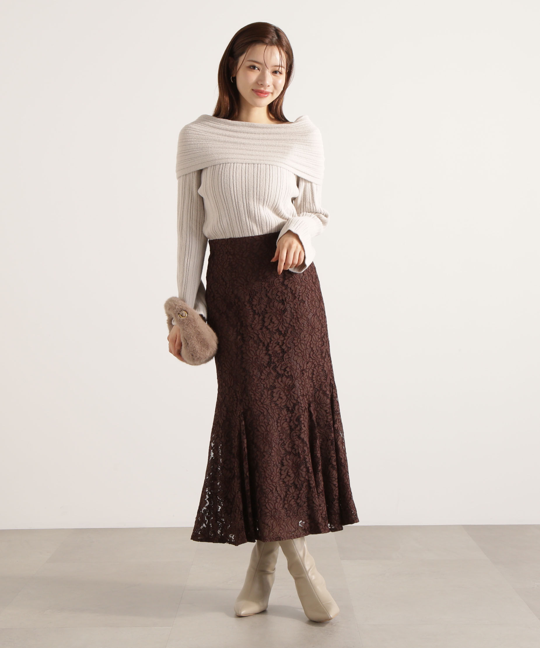 PROPORTION BODY DRESSING「ランダムリブオフショルニット 25AW」|ニット・セーター|