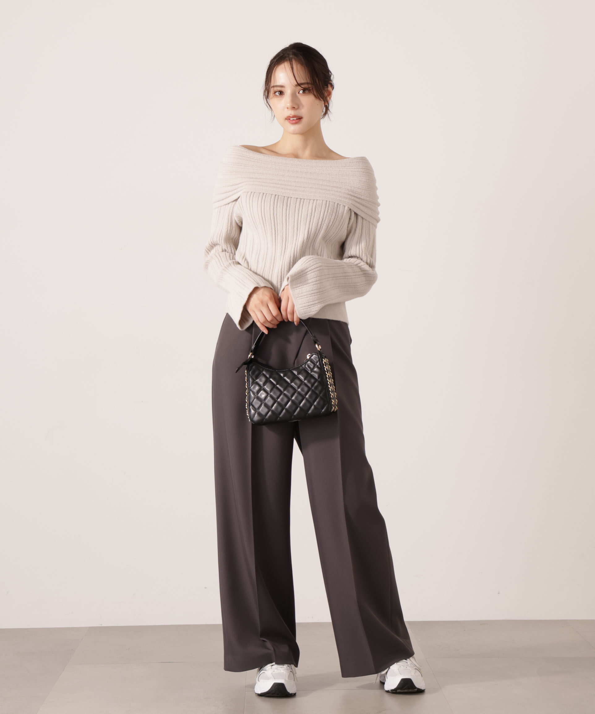 PROPORTION BODY DRESSING「ランダムリブオフショルニット 25AW」|ニット・セーター|