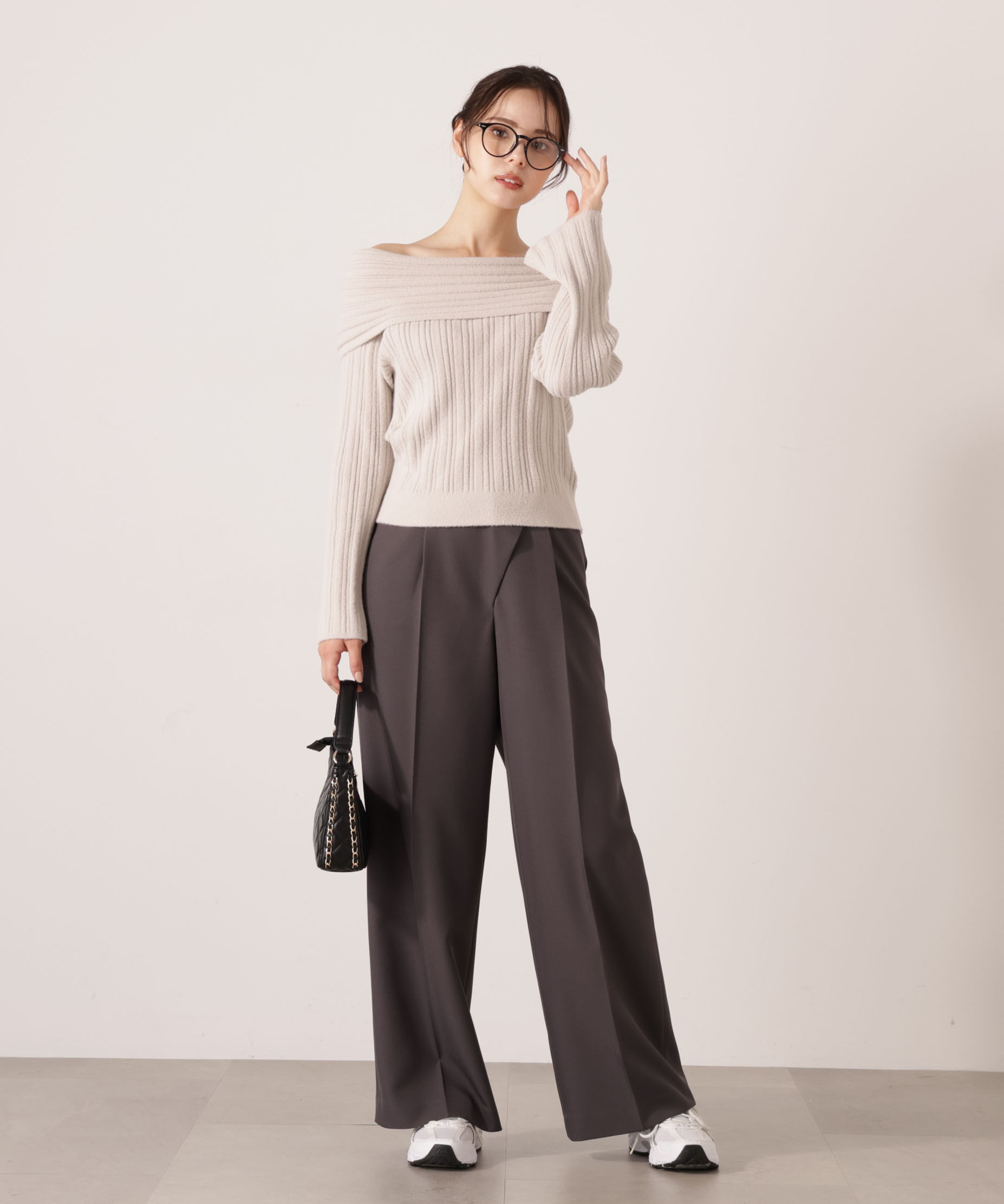 PROPORTION BODY DRESSING「ランダムリブオフショルニット 25AW」|ニット・セーター|