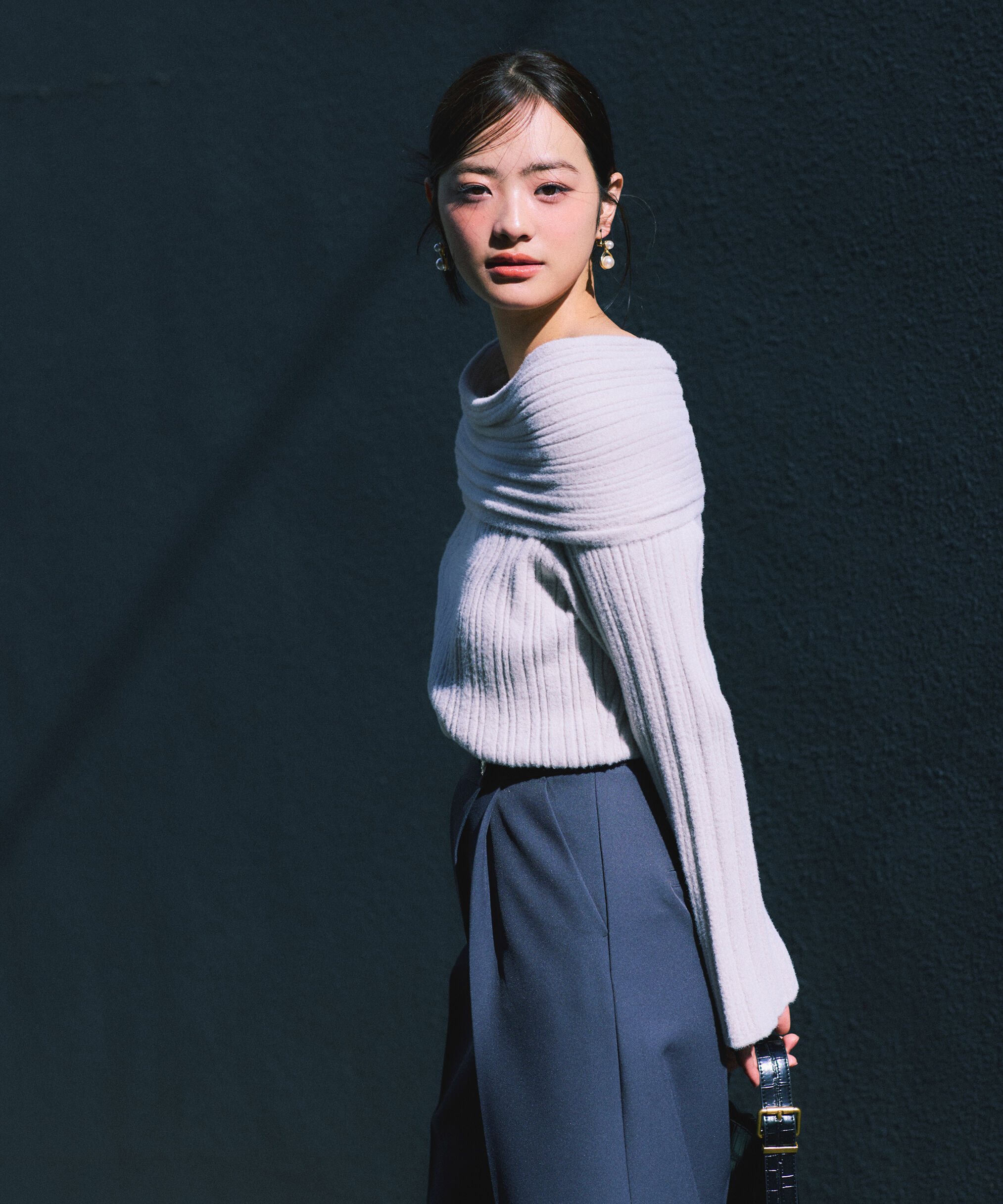 PROPORTION BODY DRESSING「ランダムリブオフショルニット 25AW」|ニット・セーター|