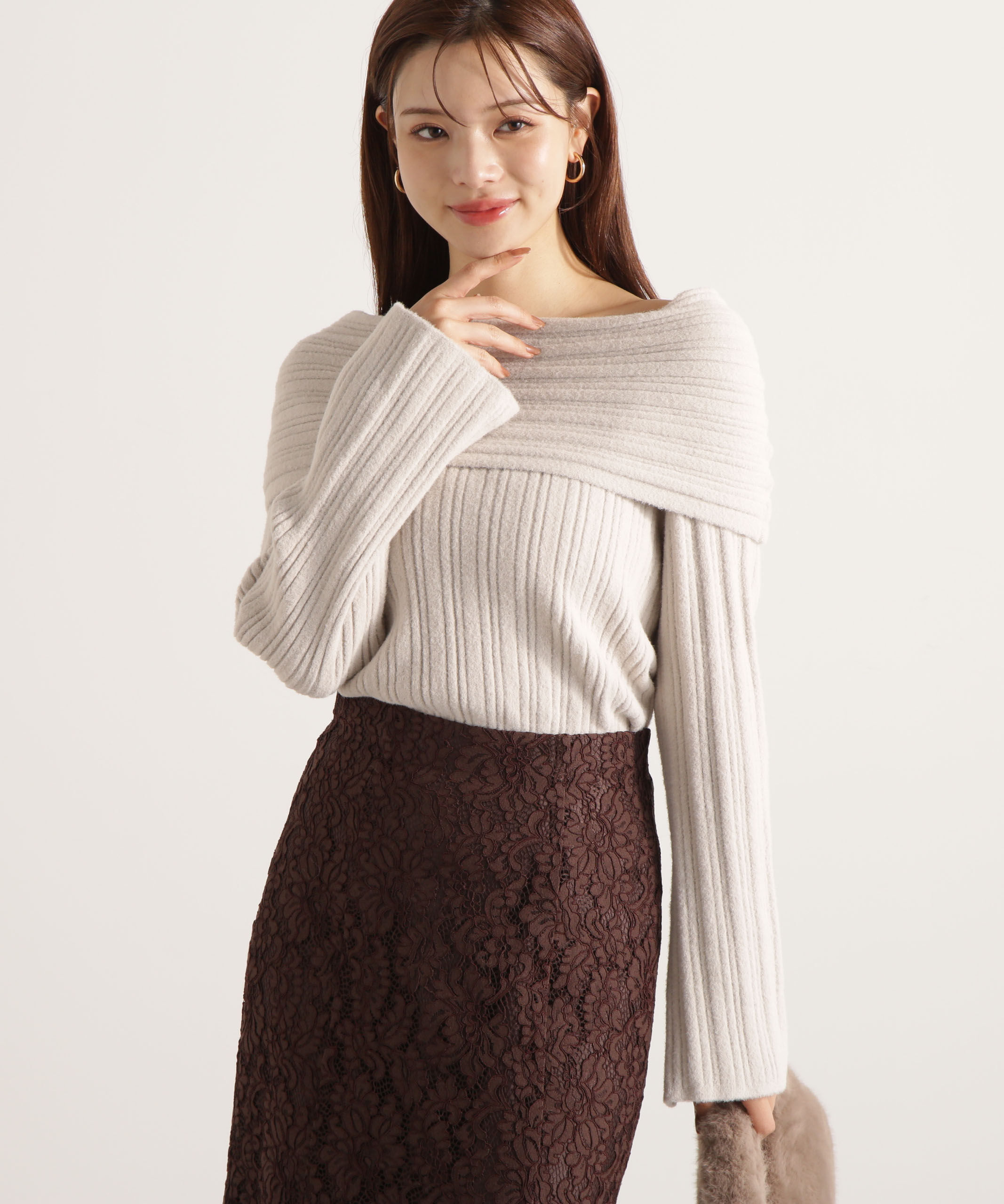 PROPORTION BODY DRESSING「ランダムリブオフショルニット 25AW」|ニット・セーター|