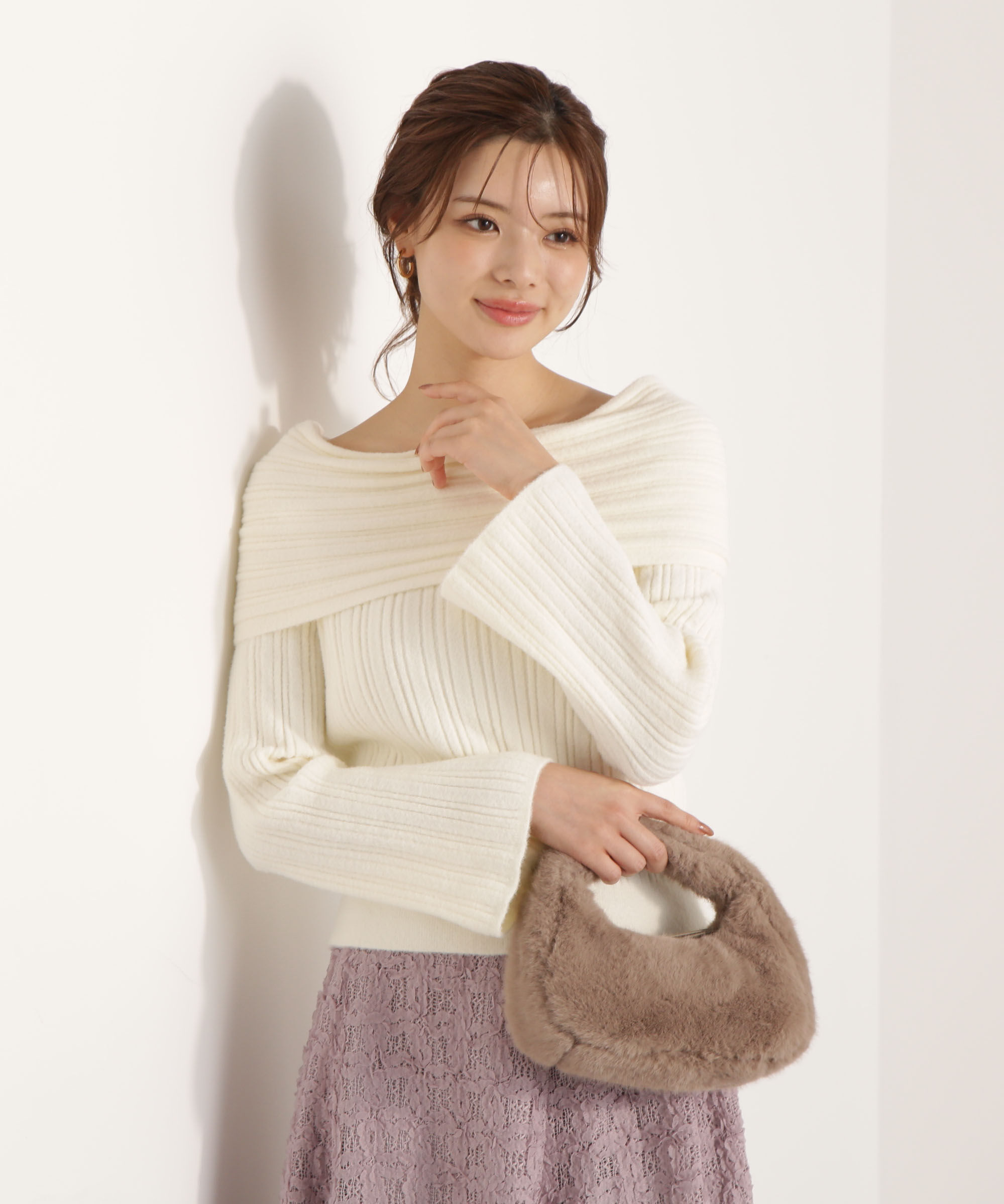 PROPORTION BODY DRESSING「ランダムリブオフショルニット 25AW」|ニット・セーター|