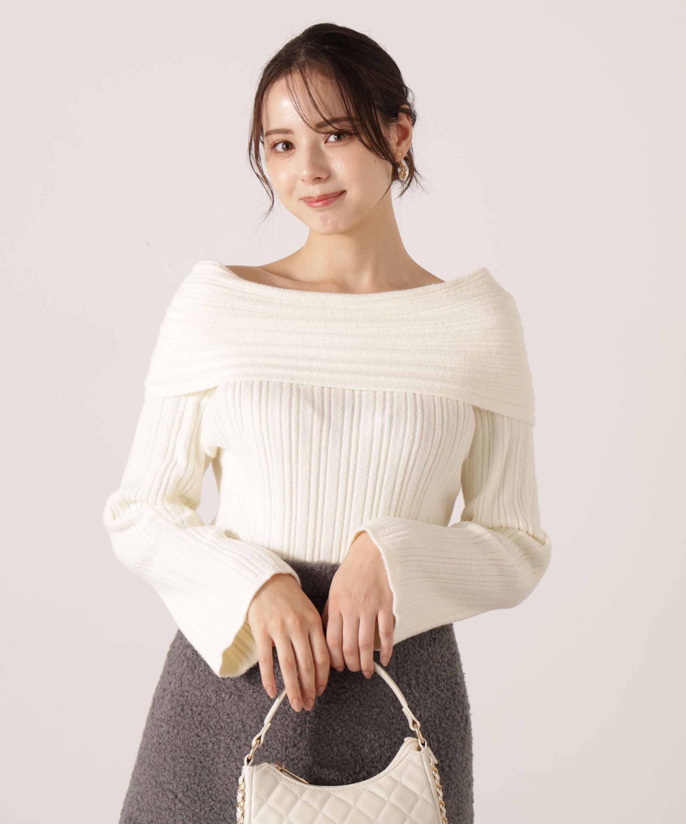 PROPORTION BODY DRESSING「ランダムリブオフショルニット 25AW」|ニット・セーター|