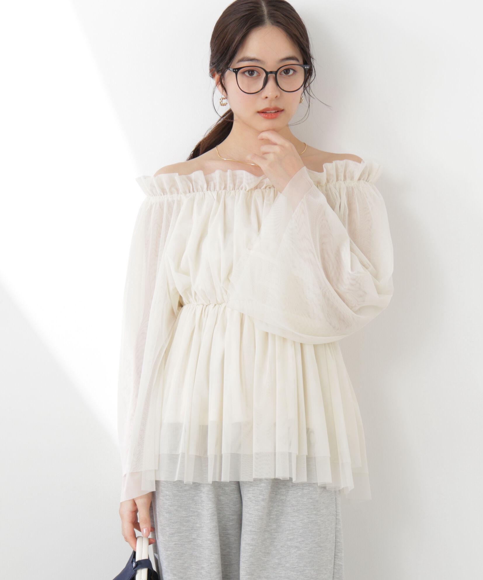 PROPORTION BODY DRESSING「チュールスリーブフレアブラウス　26SS」|シャツ・ブラウス|