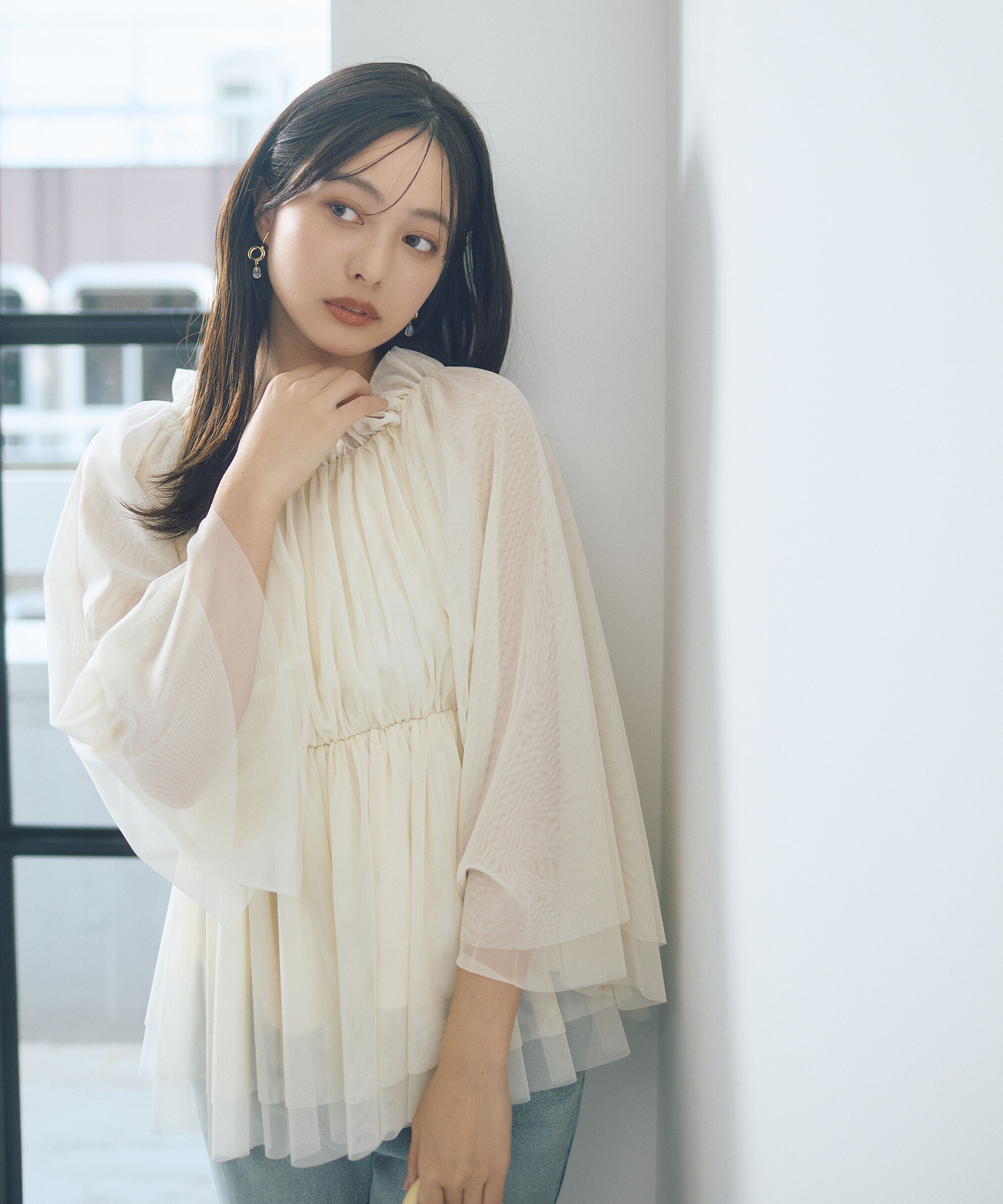 PROPORTION BODY DRESSING「チュールスリーブフレアブラウス　26SS」|シャツ・ブラウス|
