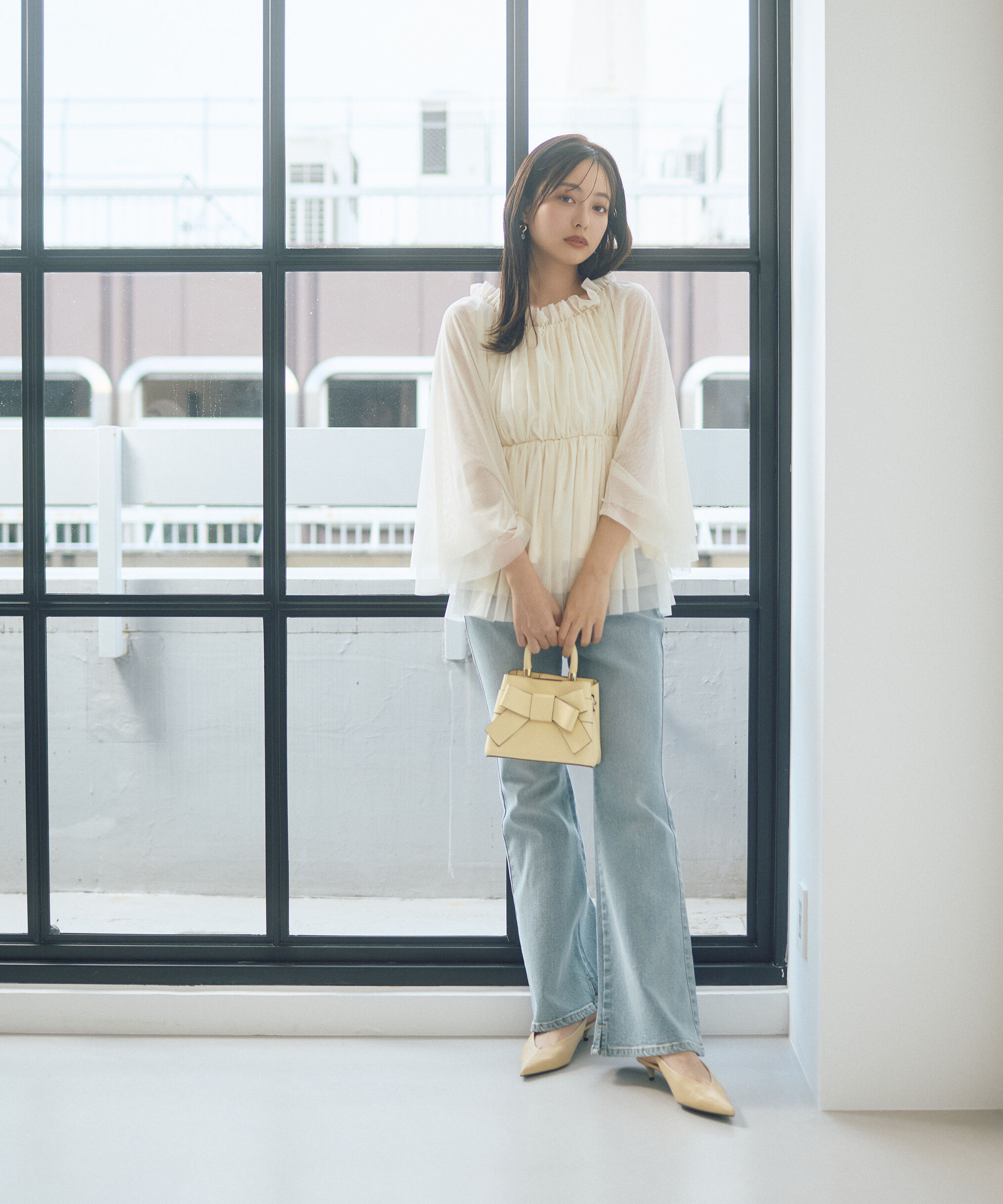 PROPORTION BODY DRESSING「チュールスリーブフレアブラウス　26SS」|シャツ・ブラウス|