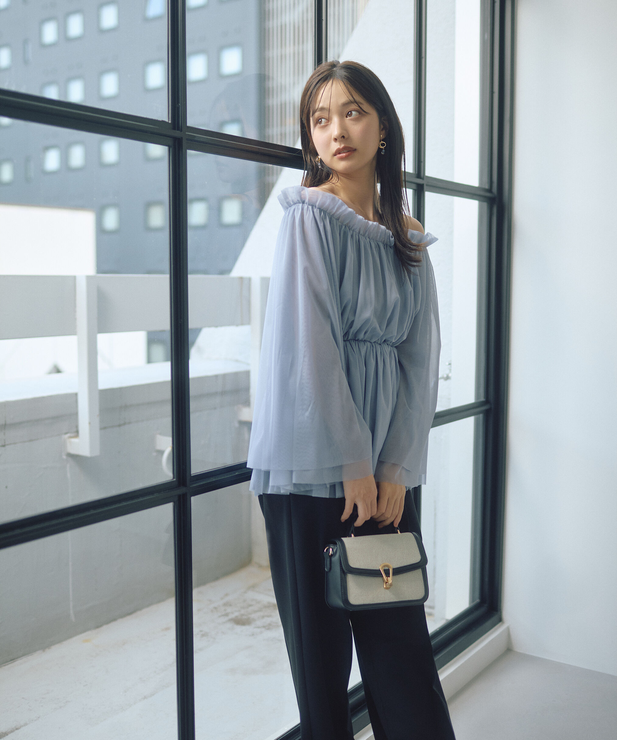 PROPORTION BODY DRESSING「チュールスリーブフレアブラウス　26SS」|シャツ・ブラウス|
