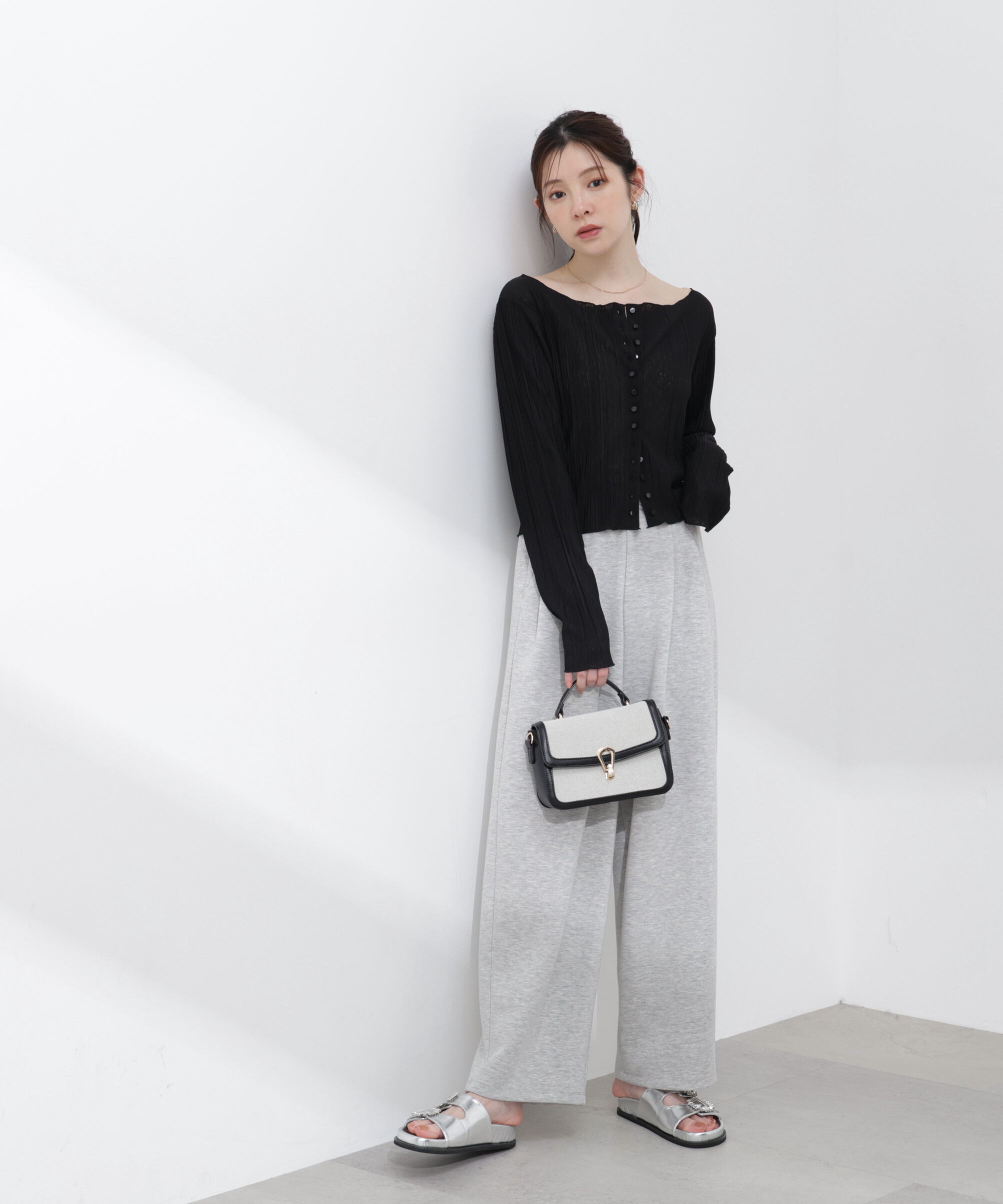 PROPORTION BODY DRESSING「〈a/mie〉前後2wayプリーツカットソーカーディガン 26SS」|Tシャツ・カットソー|