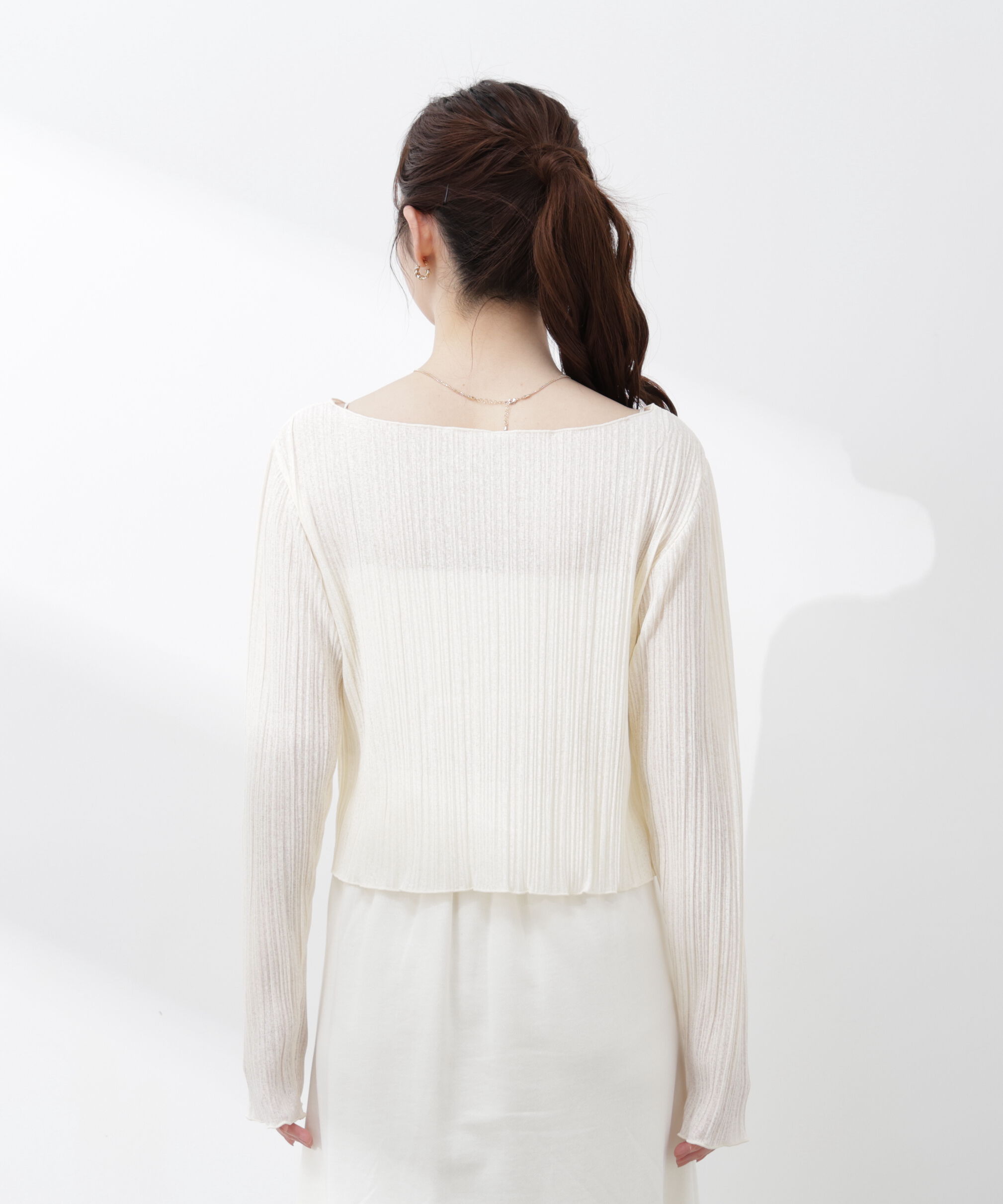 PROPORTION BODY DRESSING「〈a/mie〉前後2wayプリーツカットソーカーディガン 26SS」|Tシャツ・カットソー|