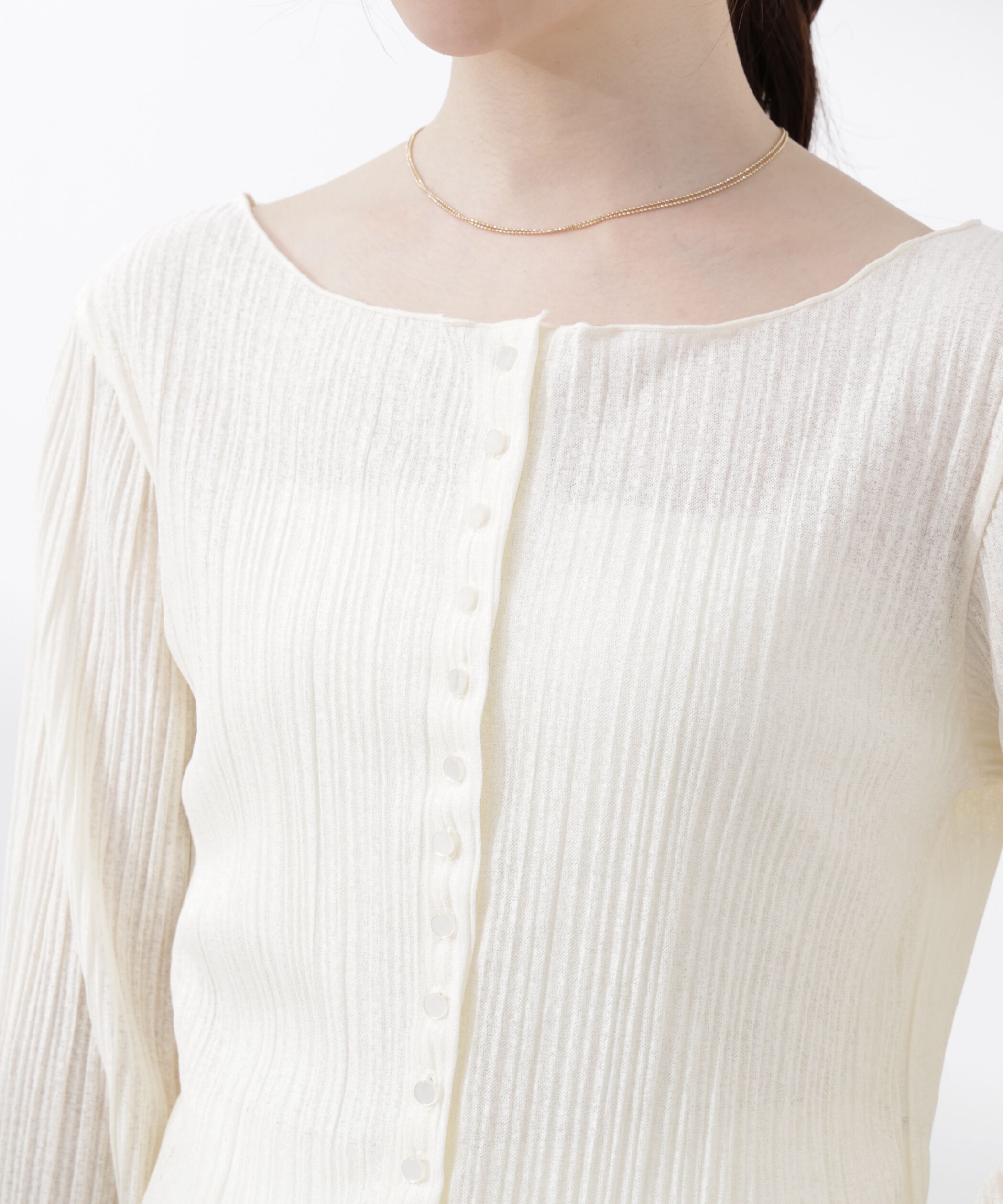PROPORTION BODY DRESSING「〈a/mie〉前後2wayプリーツカットソーカーディガン 26SS」|Tシャツ・カットソー|