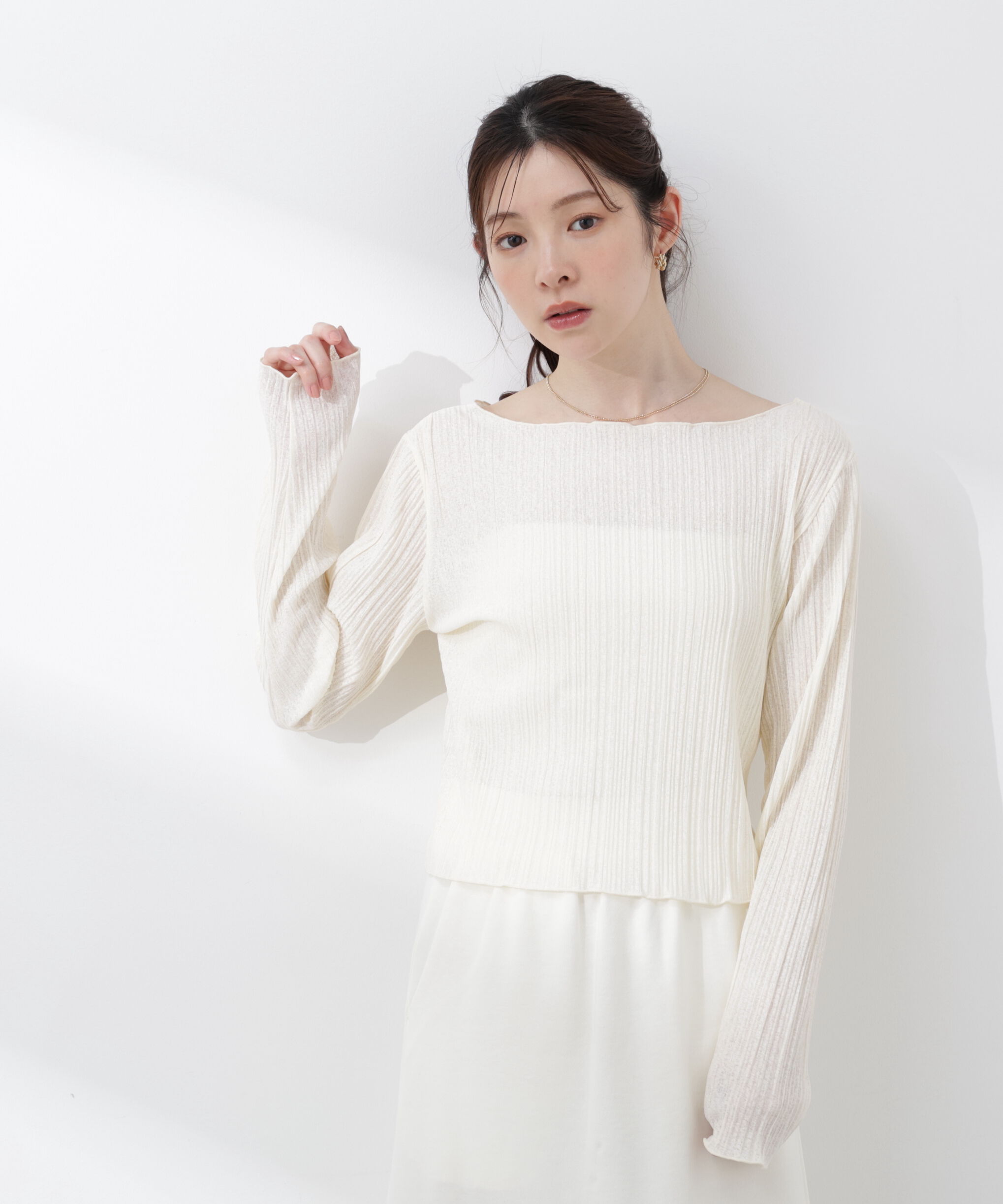 PROPORTION BODY DRESSING「〈a/mie〉前後2wayプリーツカットソーカーディガン 26SS」|Tシャツ・カットソー|