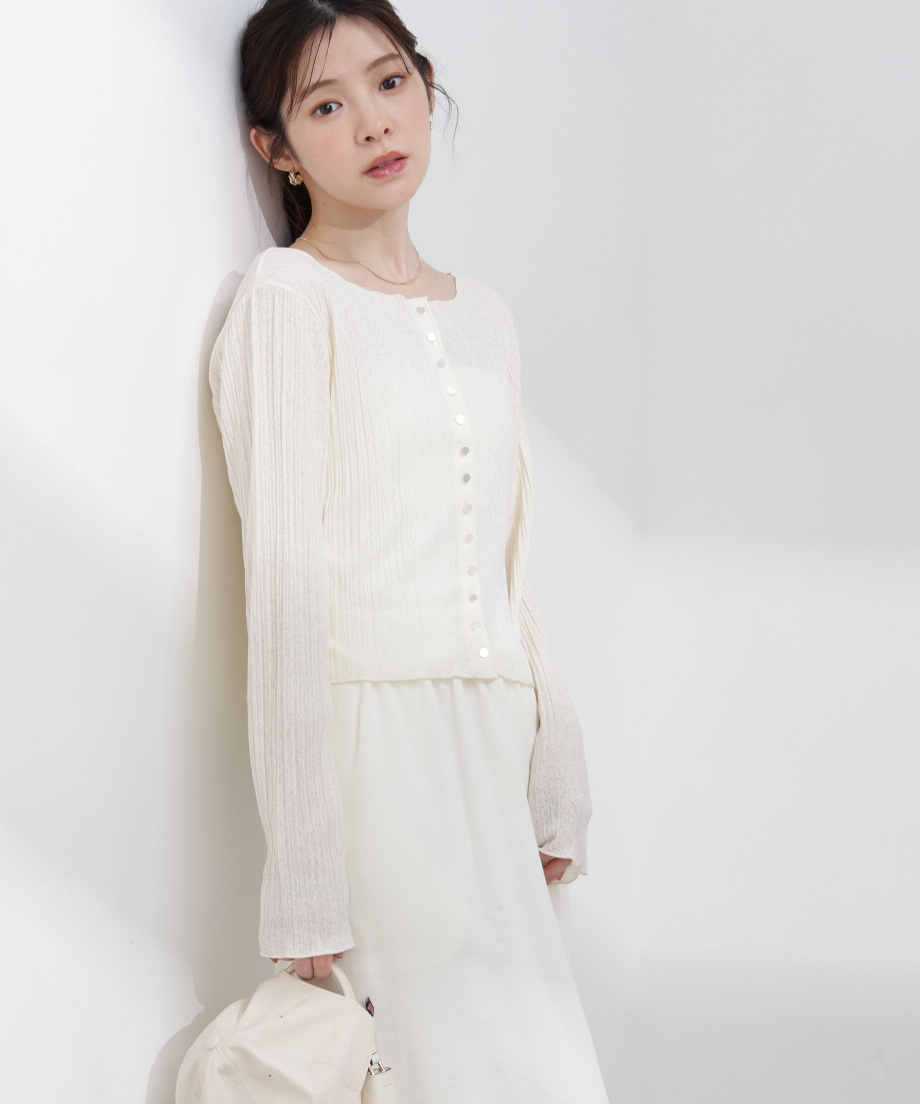 PROPORTION BODY DRESSING「〈a/mie〉前後2wayプリーツカットソーカーディガン 26SS」|Tシャツ・カットソー|