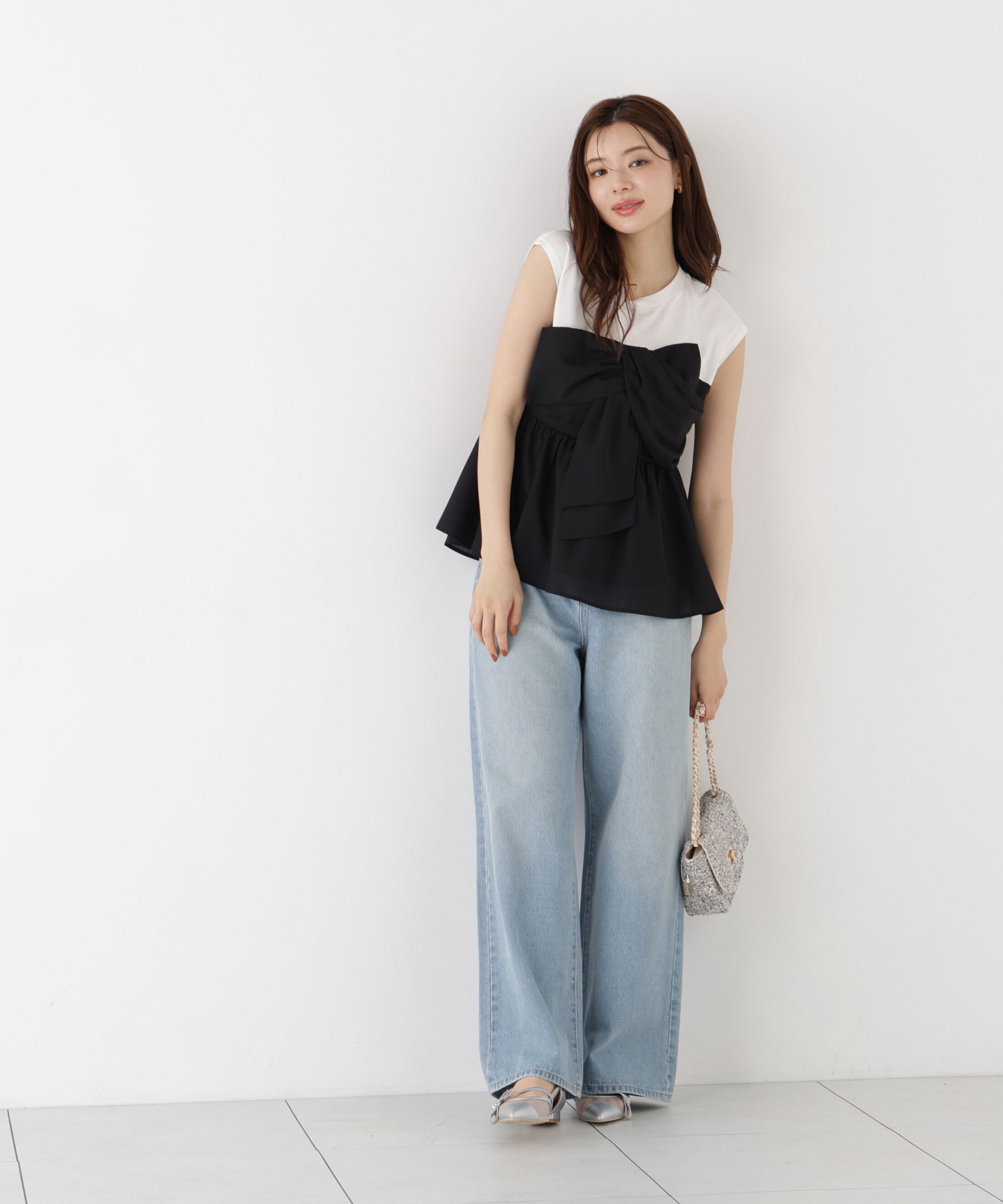 PROPORTION BODY DRESSING「フロントリボンドッキングカットソー」|Tシャツ・カットソー|