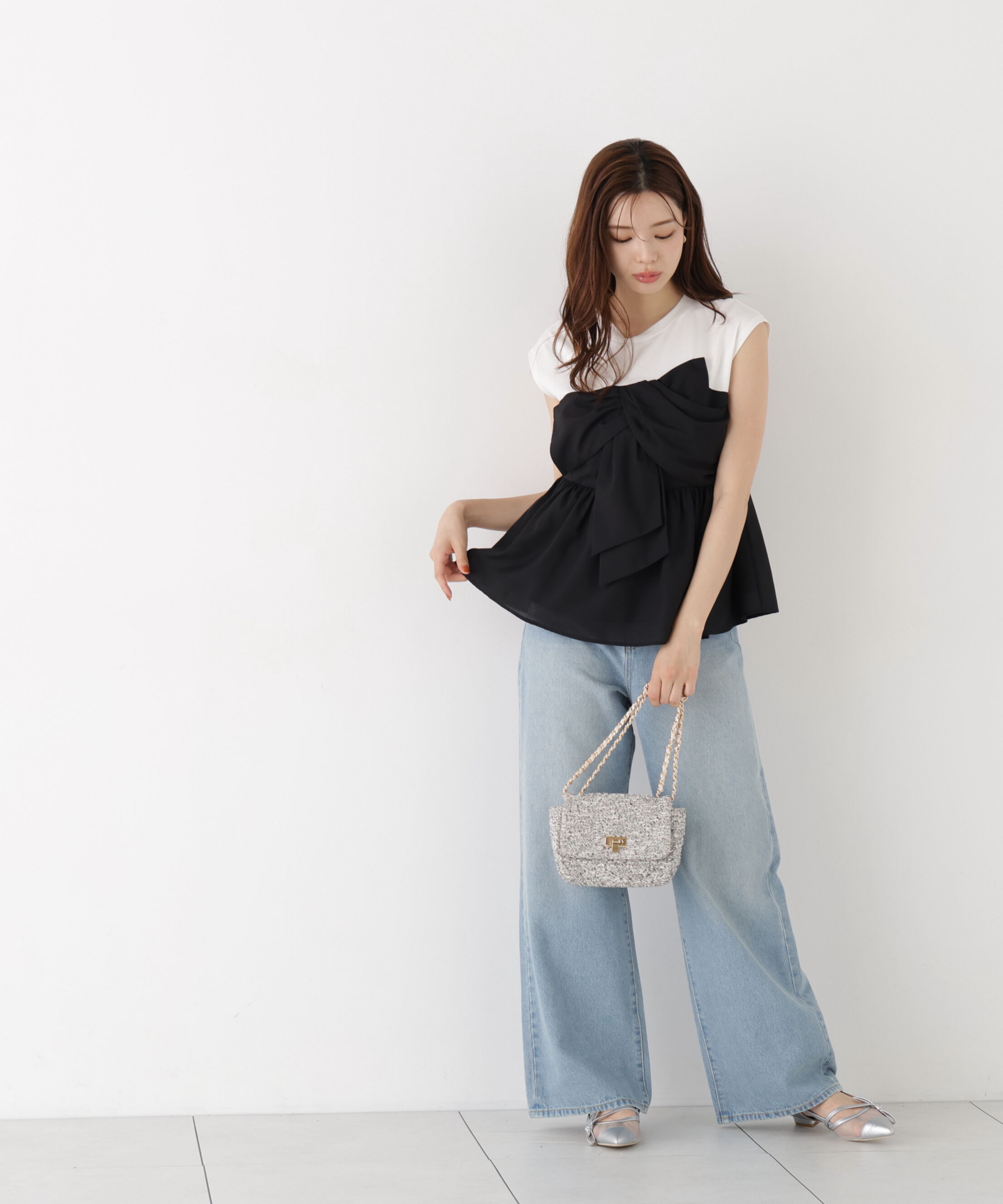 PROPORTION BODY DRESSING「フロントリボンドッキングカットソー」|Tシャツ・カットソー|