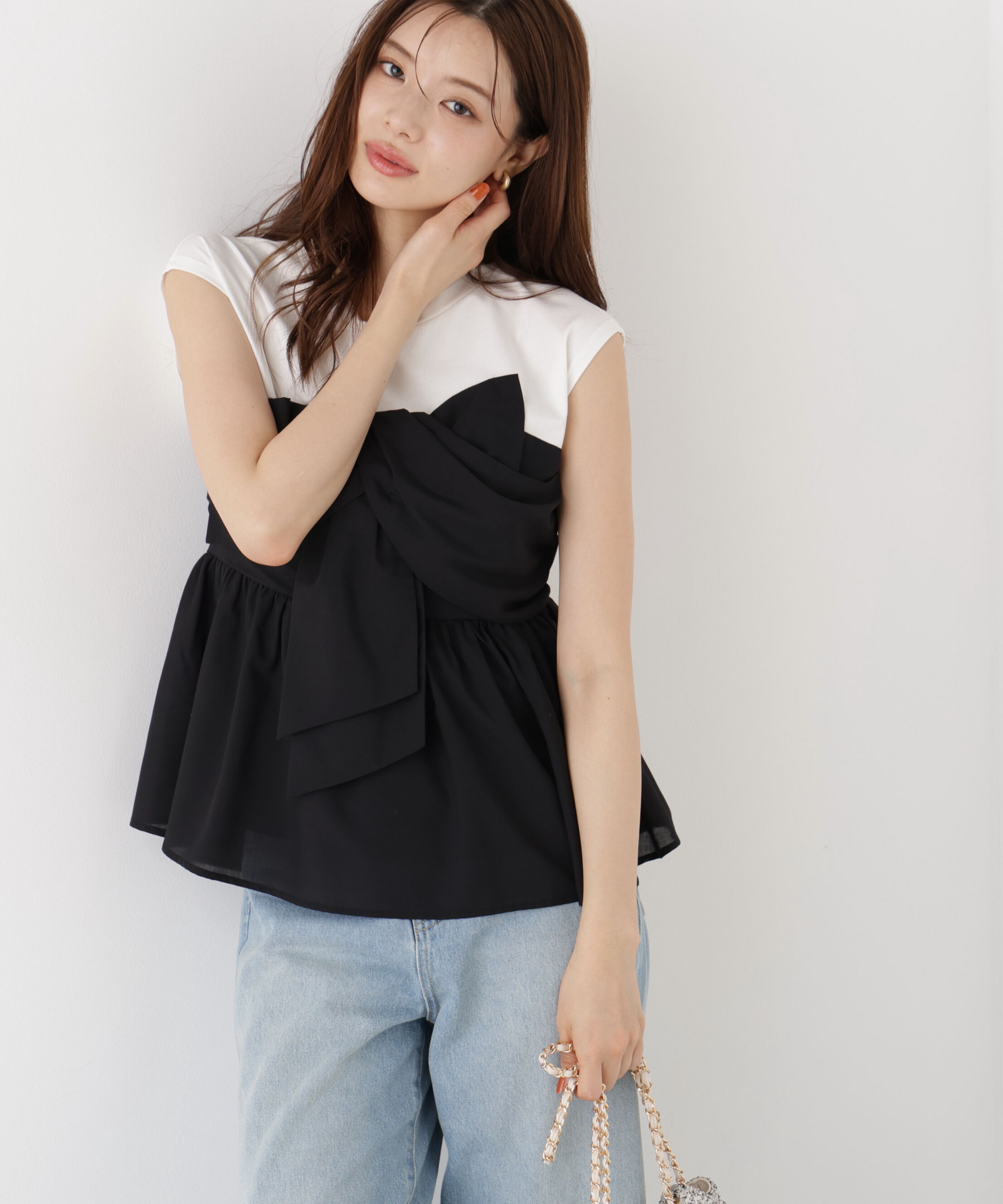 PROPORTION BODY DRESSING「フロントリボンドッキングカットソー」|Tシャツ・カットソー|