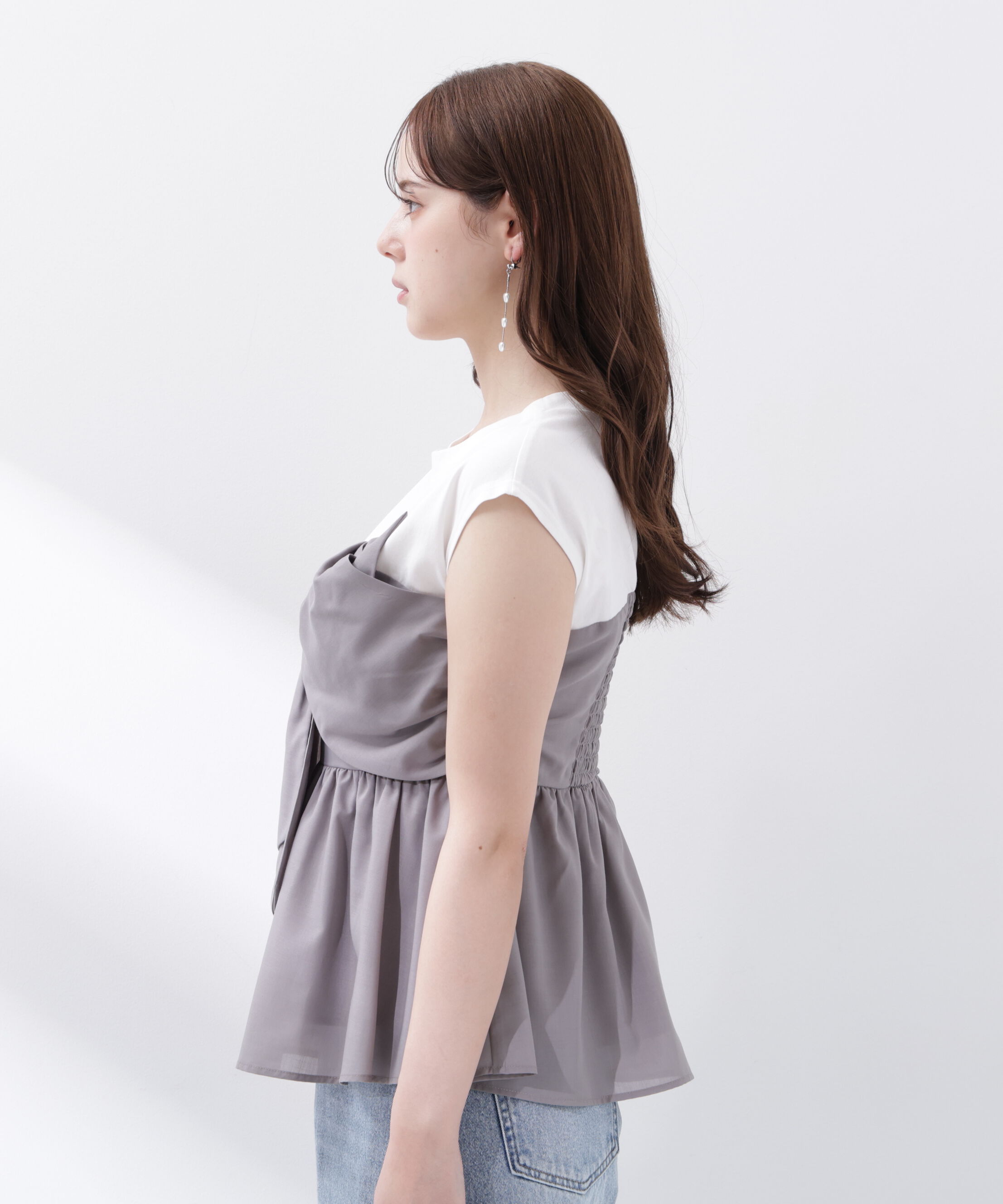 PROPORTION BODY DRESSING「フロントリボンドッキングカットソー」|Tシャツ・カットソー|