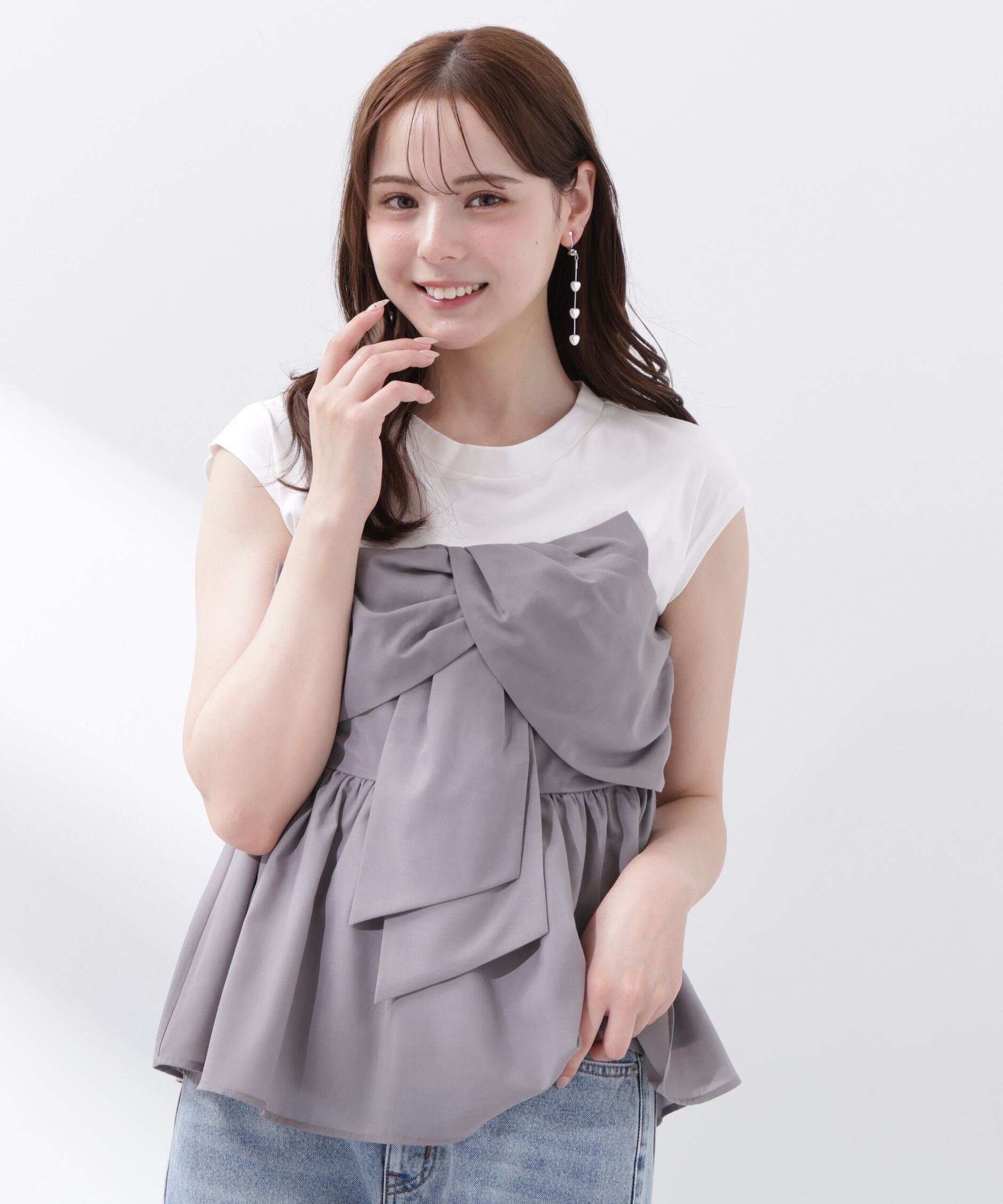 PROPORTION BODY DRESSING「フロントリボンドッキングカットソー」|Tシャツ・カットソー|