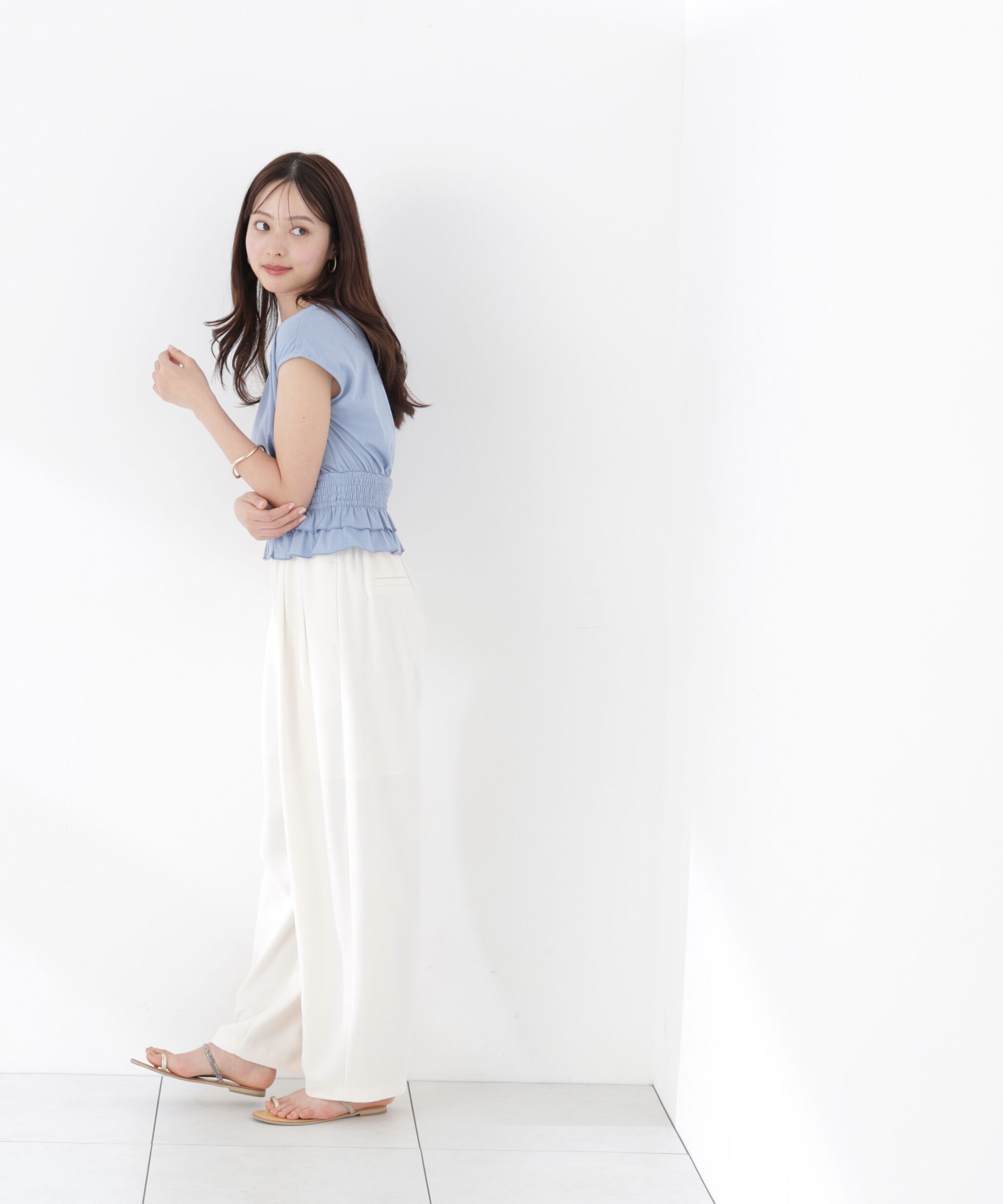 PROPORTION BODY DRESSING「ウエストギャザーカットトップス」|Tシャツ・カットソー|