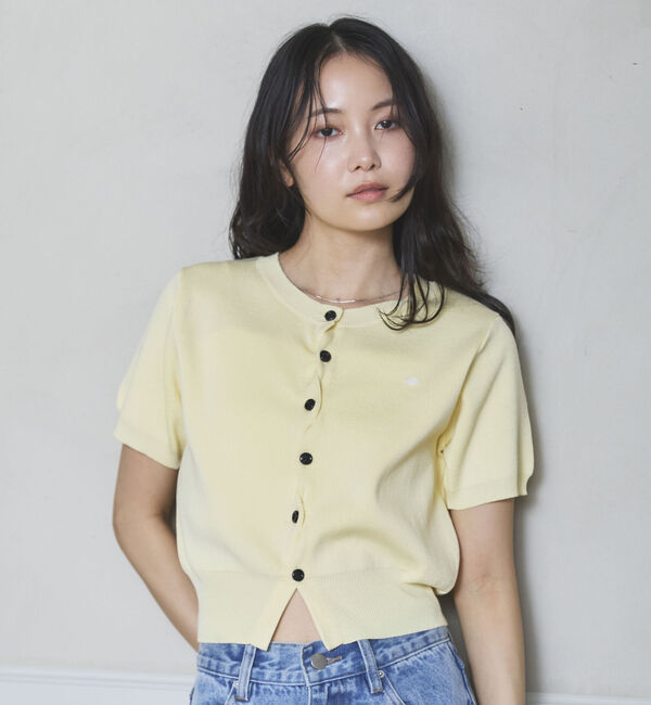 archives「【ＯＮかわ】ハーフスリーブクロスボタンニットカーディガン」|カーディガン|YELLOW
