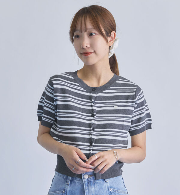 archives「【ＯＮかわ】ハーフスリーブクロスボタンニットカーディガン」|カーディガン|WHITE/GRAY