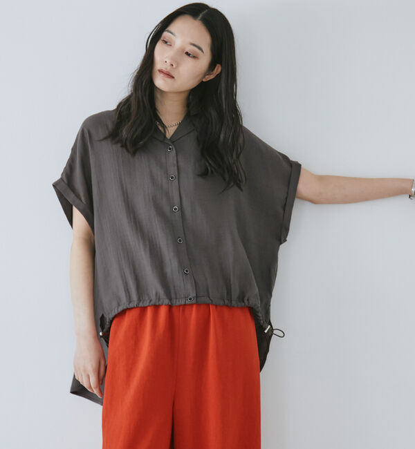Doux archives「開衿フロントドロストシャツ」|シャツ・ブラウス|CHARCOAL GRAY
