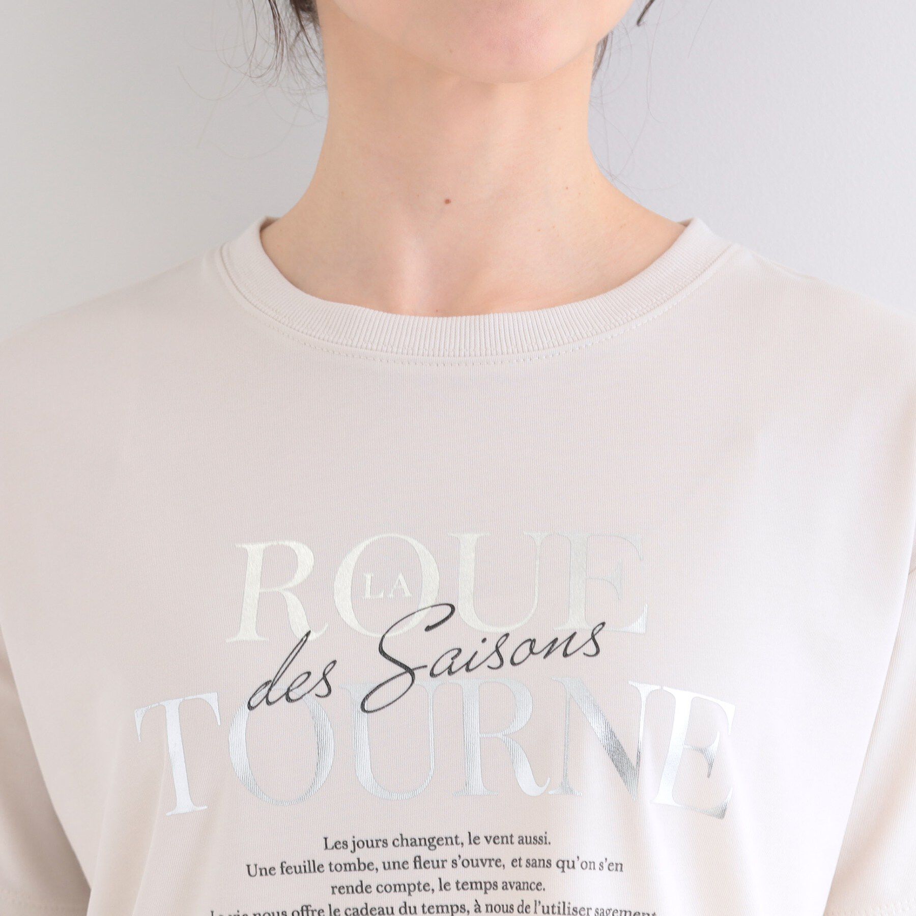 SHOO･LA･RUE「【ひんやり/S-LL/洗濯機可】色・柄選べる お袖チュールレイヤード プリントアソートTシャツ」|Tシャツ・カットソー|