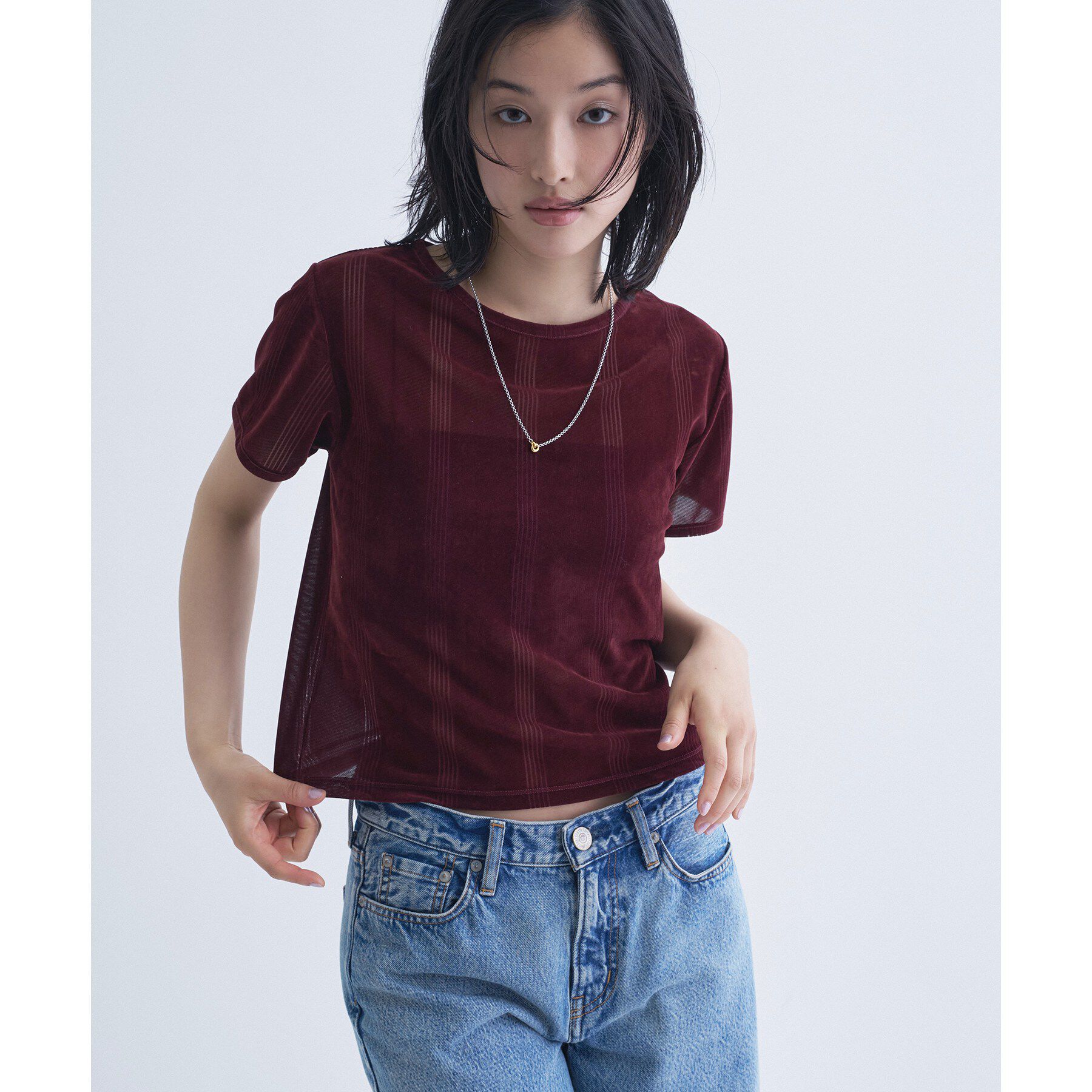 CODE A「Robert P． Miller｜Flocky SS tee」|Tシャツ・カットソー|ボルドー(064)