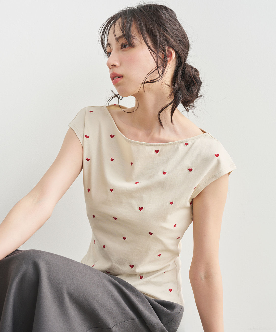 COCO DEAL「エンブロイダリーフレンチスリーブT」|Tシャツ・カットソー|