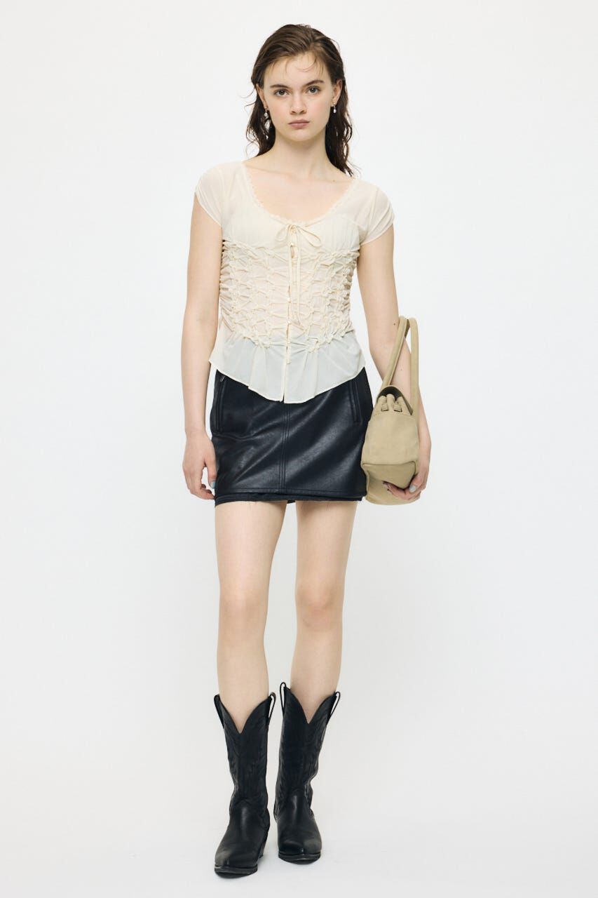 MOUSSY「AGED F/LEATHER MINI  スカート」|スカート|
