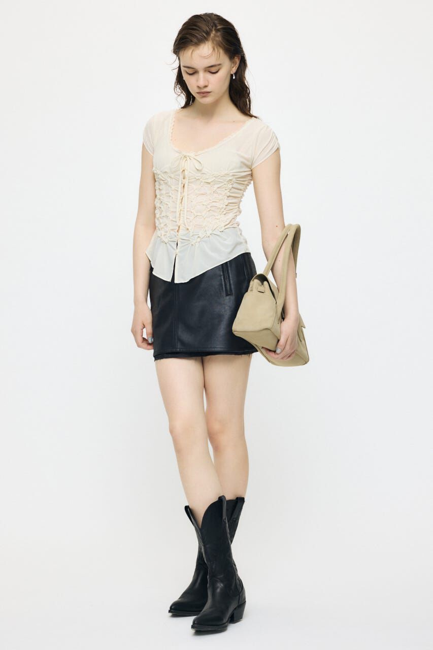 MOUSSY「AGED F/LEATHER MINI  スカート」|スカート|