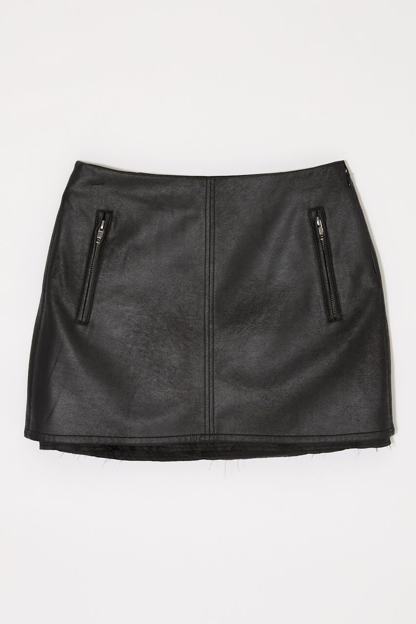 MOUSSY「AGED F/LEATHER MINI  スカート」|スカート|