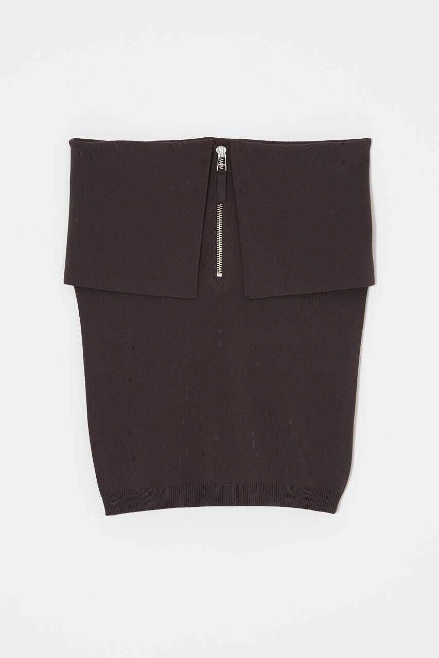 MOUSSY「OFF SHOULDER HALF ZIP ニットトップス」|ニット・セーター|
