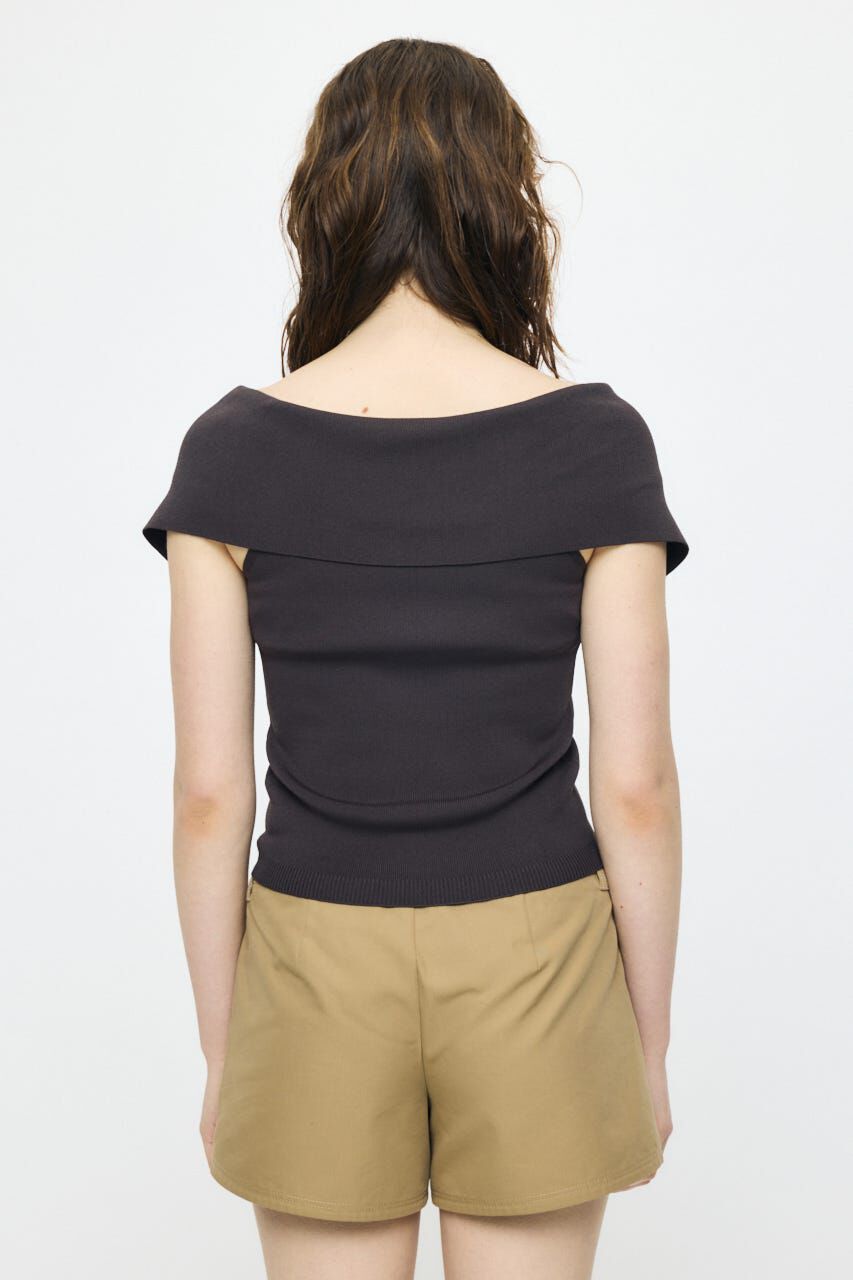 MOUSSY「OFF SHOULDER HALF ZIP ニットトップス」|ニット・セーター|