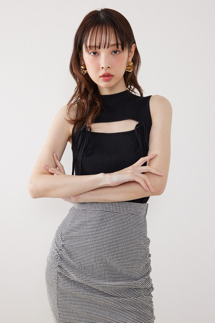 rienda「ウォッシャブルリボントップス」|ニット・セーター|BLK