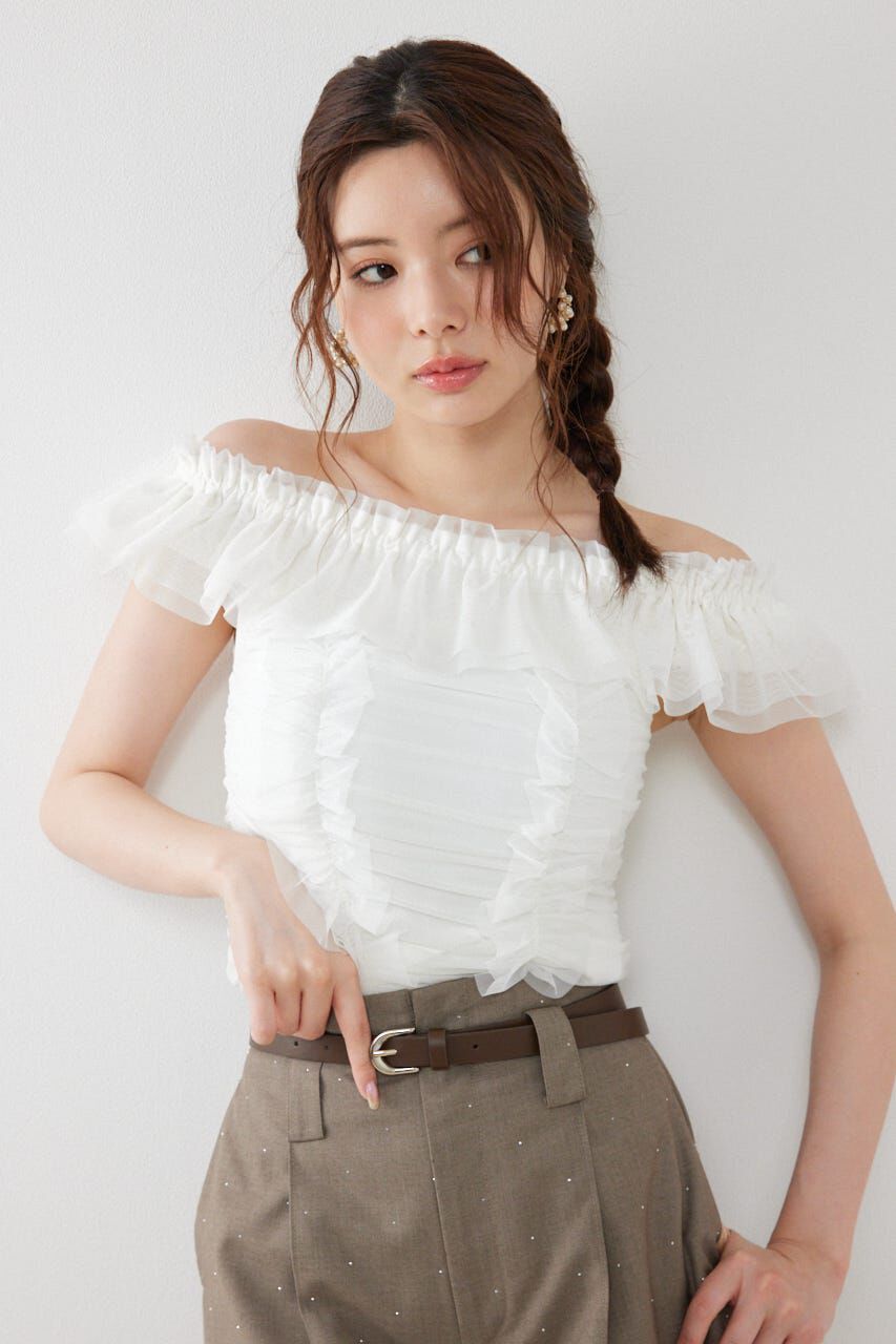 rienda「フリルオフショルカットトップス」|Tシャツ・カットソー|