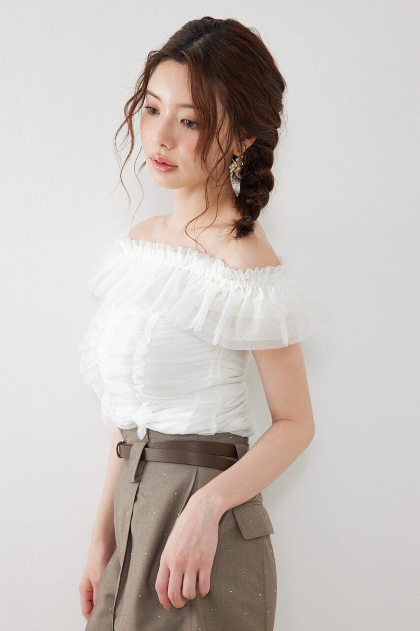 rienda「フリルオフショルカットトップス」|Tシャツ・カットソー|