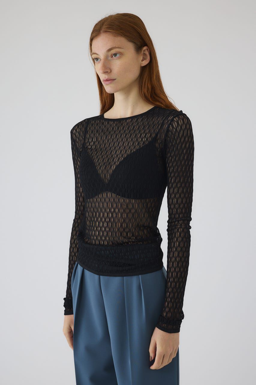 RIM.ARK 「Lace knitting tops」|ニット・セーター|BLK