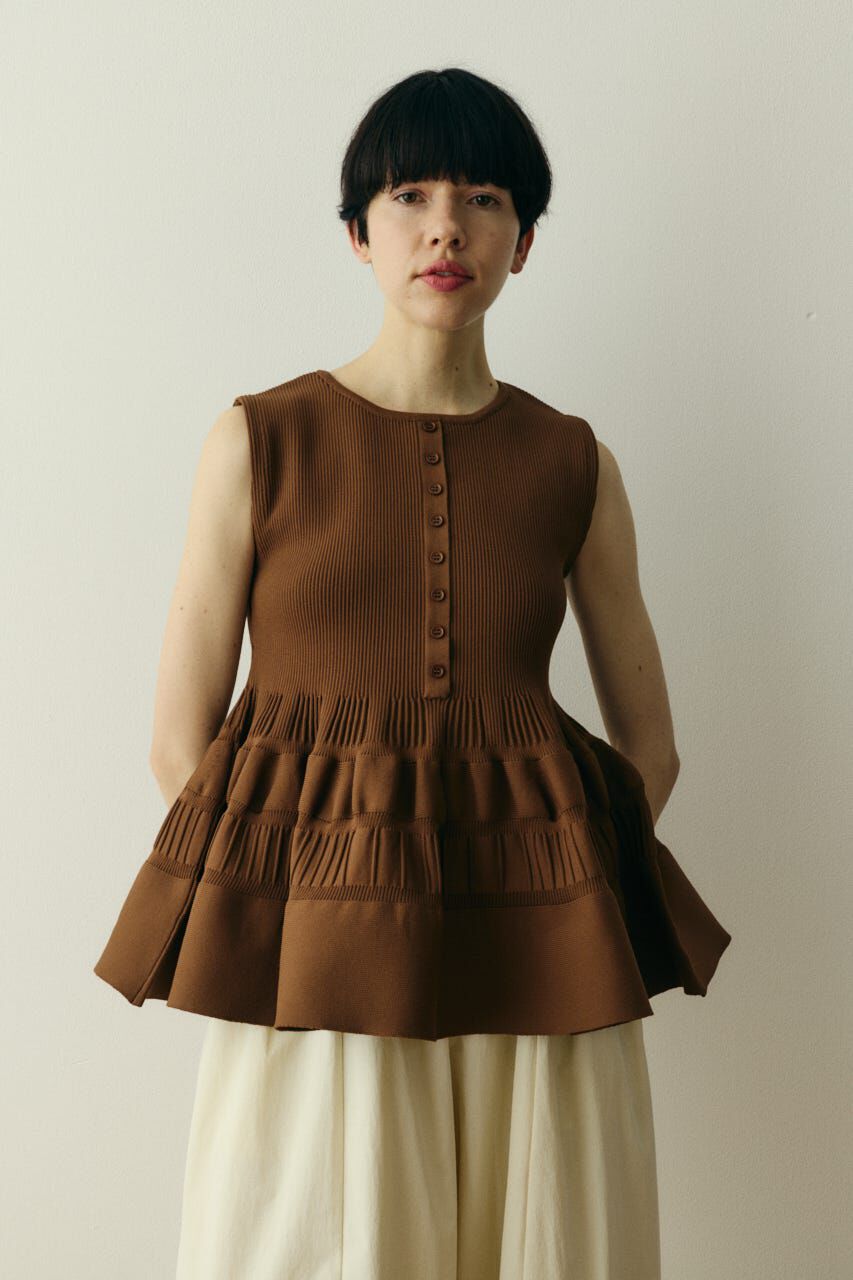 HeRIN.CYE「Peplum knit tops」|ニット・セーター|BRN