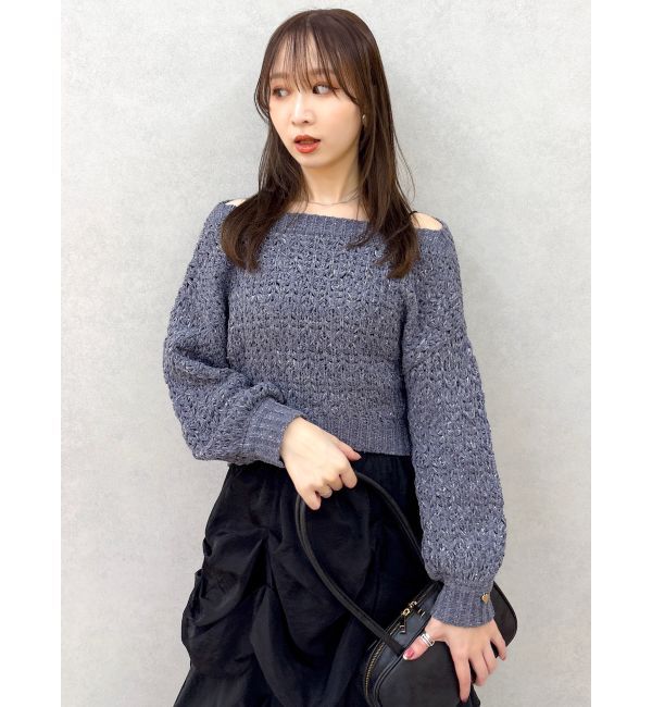 dazzlin「バックリボンリラクシーニット」|ニット・セーター|チャコールグレー