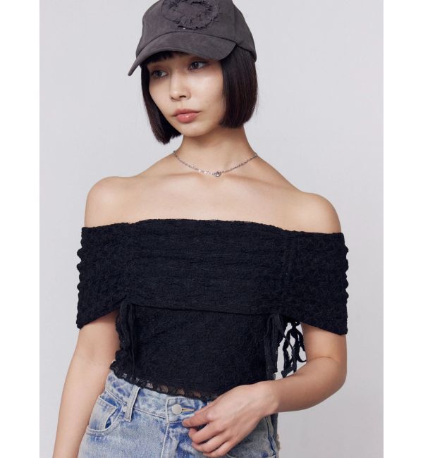 EMODA「レースギャザーオフショルダートップ」|Tシャツ・カットソー|