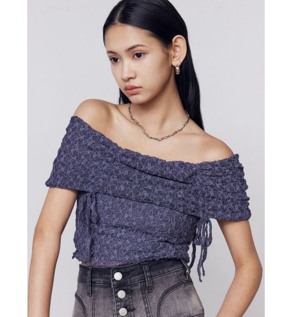 EMODA「レースギャザーオフショルダートップ」|Tシャツ・カットソー|