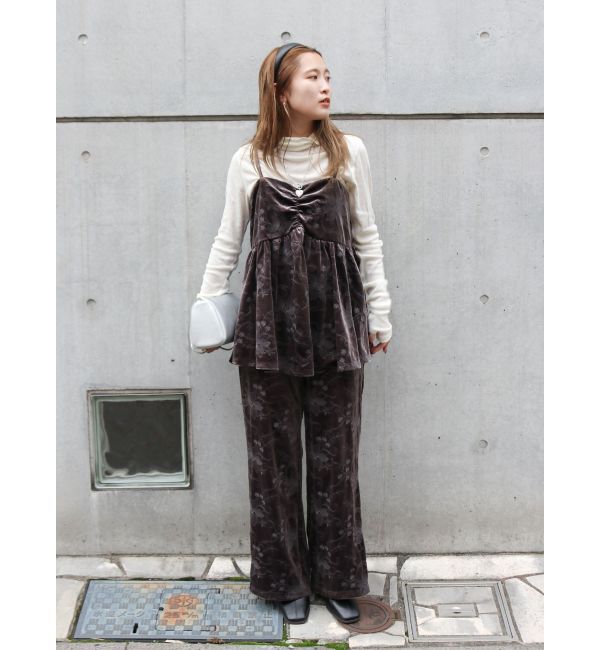 Ungrid「ベロア刺繍ラフパンツ」|その他|チャコールグレー