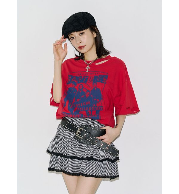 jouetie「グランジダメージTシャツ」|Tシャツ・カットソー|レッド